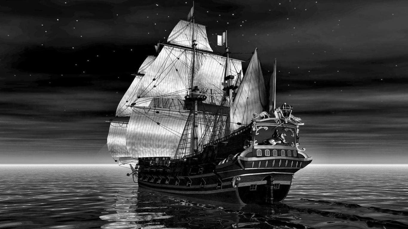 Black And White Ship Wallpaper Picture to