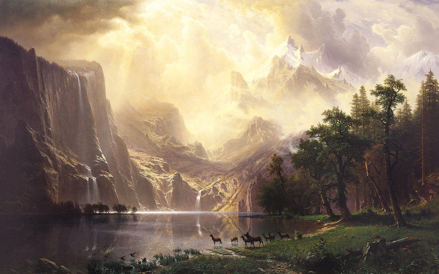 Wallpaper Albert Bierstadt Among The Sierra Nevada Mountains