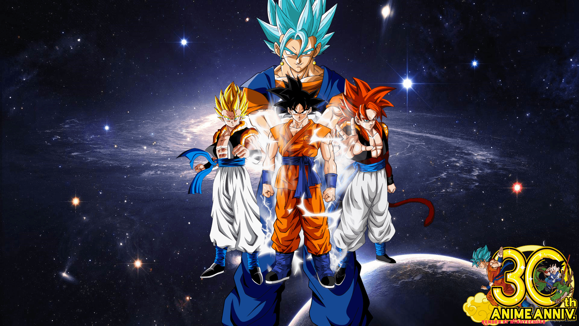 Gogeta, Goku, SSGSS Vegito and Vegito (Dragon Ball) HD Wallpaper