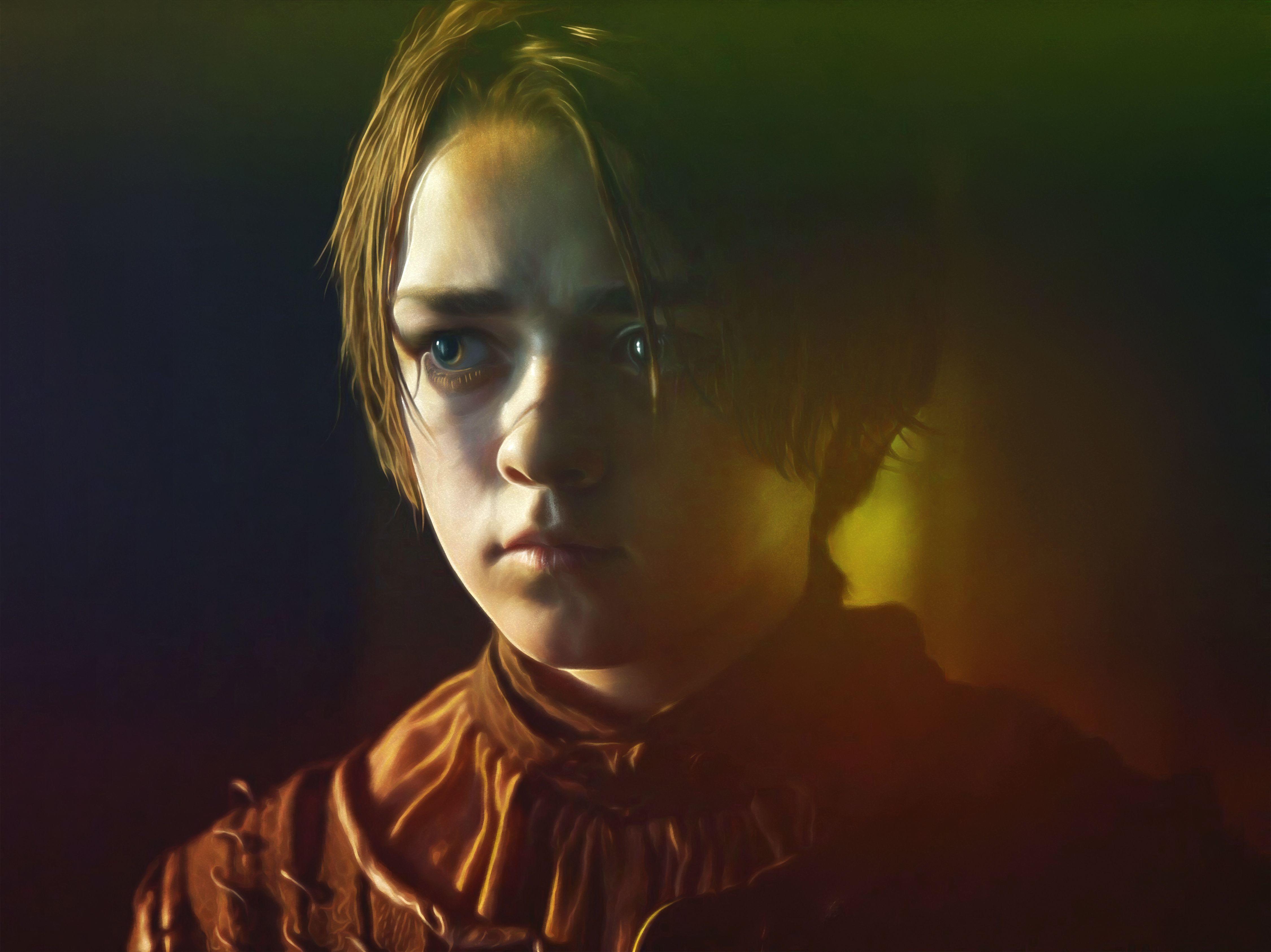 Portrait of Arya Stark in film game of thrones HD 1080p