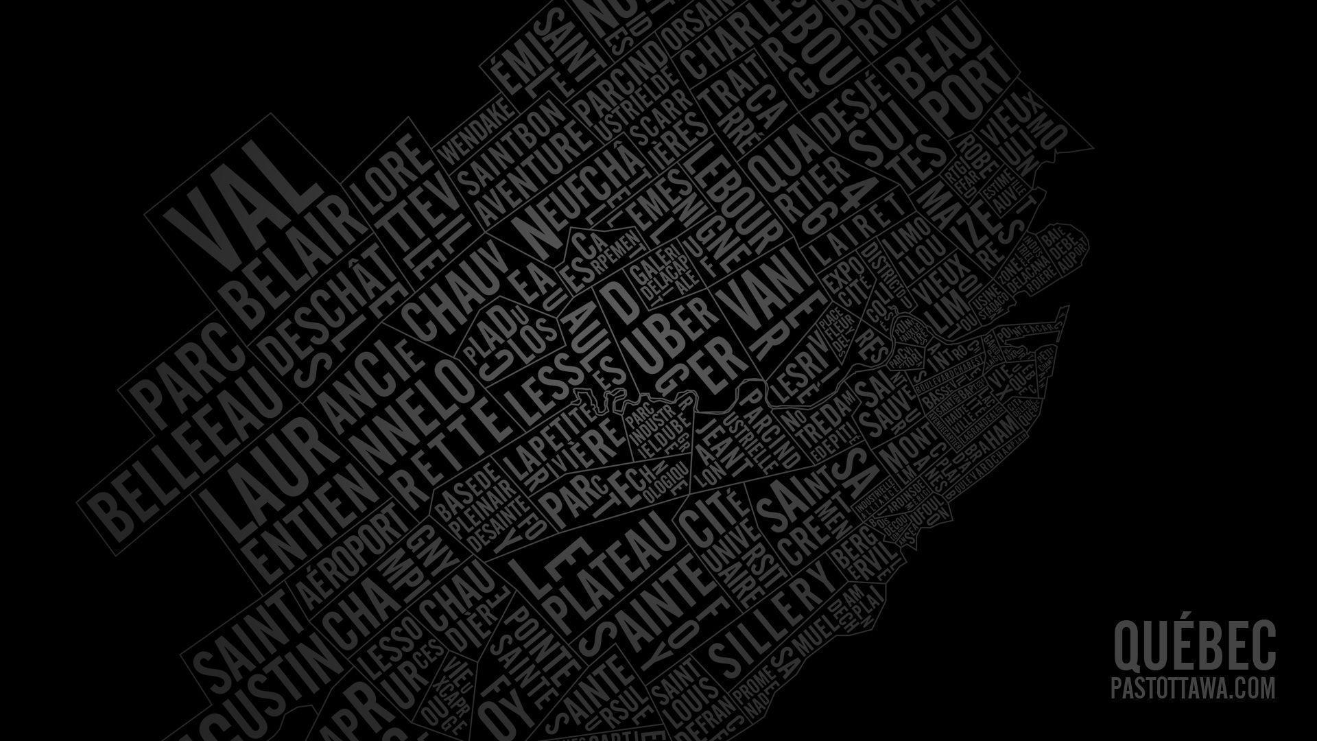 Wallpaper of the Quebec City Neighbourhoods Typographic Map