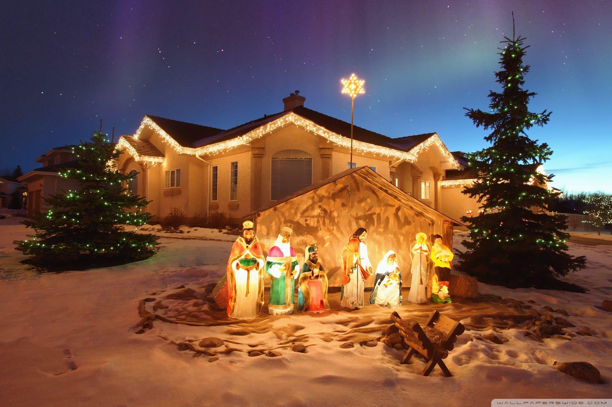 Outdoor Christmas Nativity Scene HD desktop wallpaper, Widescreen