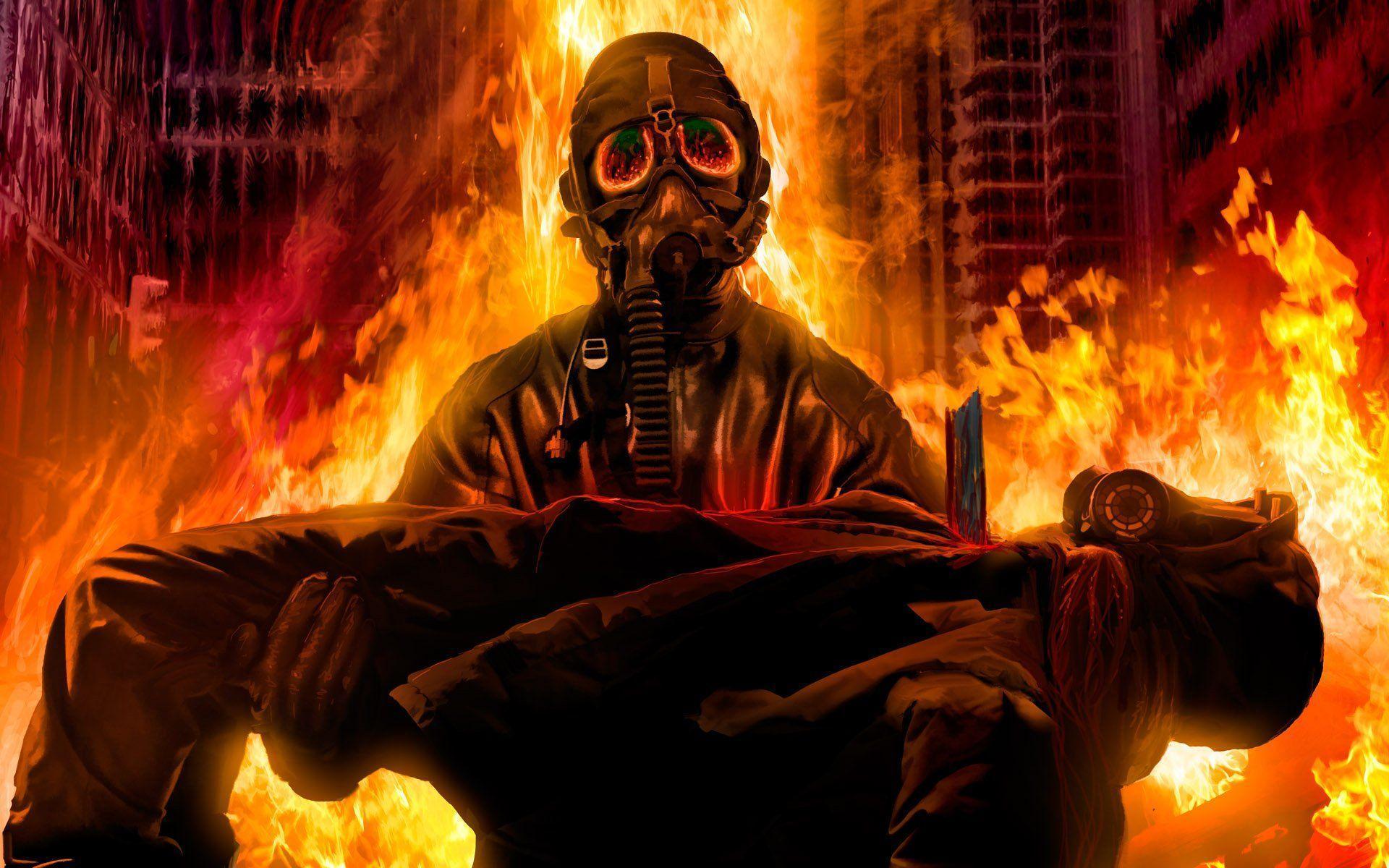 Romantically Apocalyptic Fantasy Sci Fi Dark Mask Gas Fire