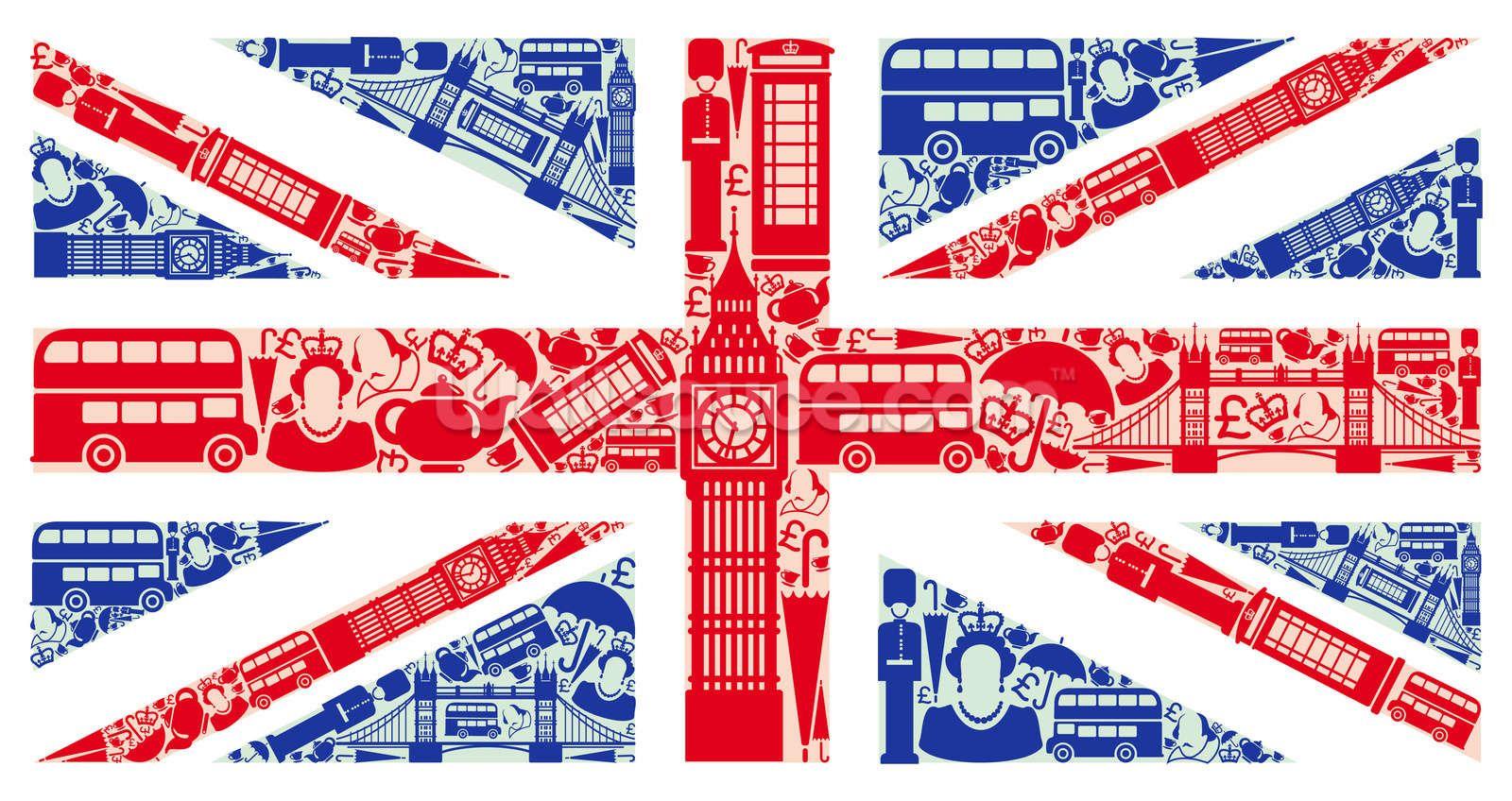 Union Jack Montage Wall Mural & Union Jack Montage Wallpaper