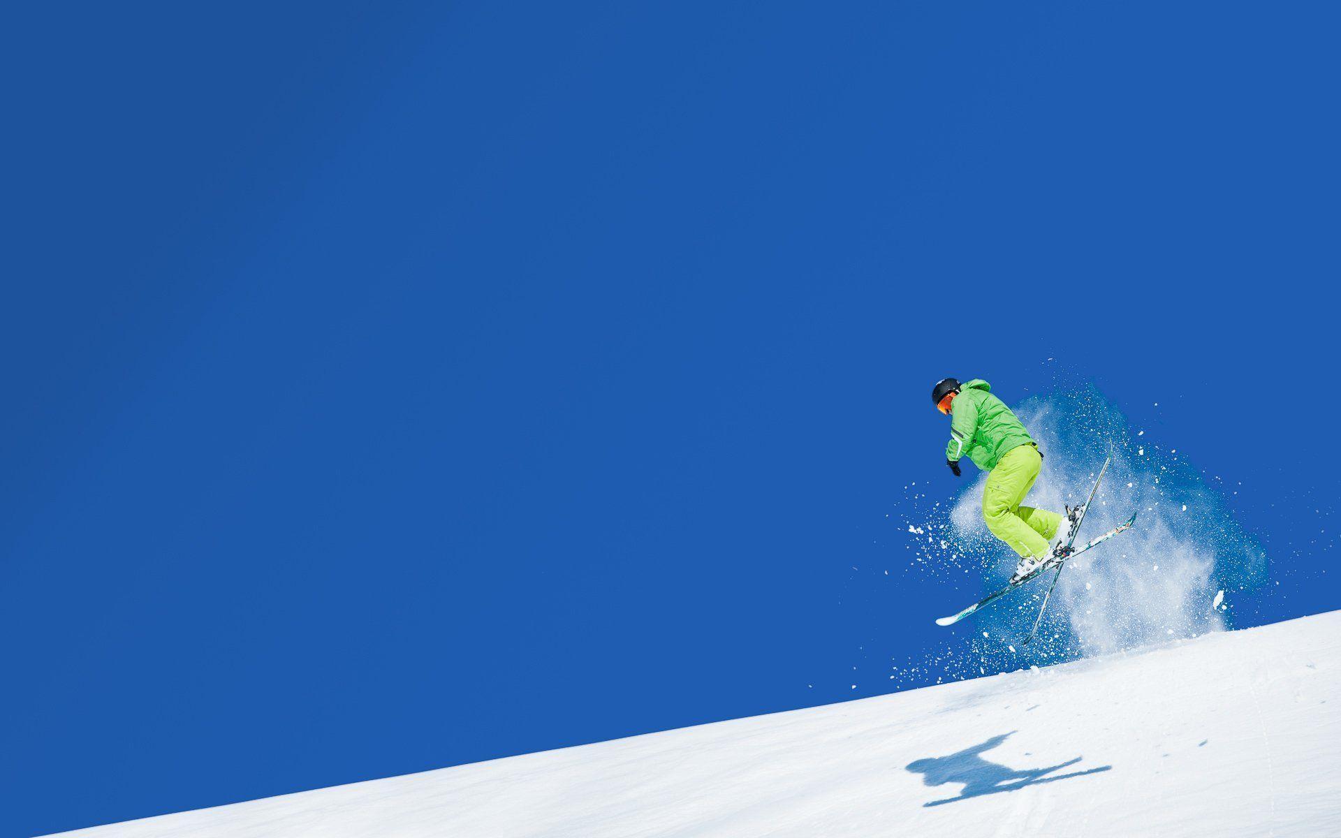 skiing jump snow mountain sky sports skier HD wallpaper
