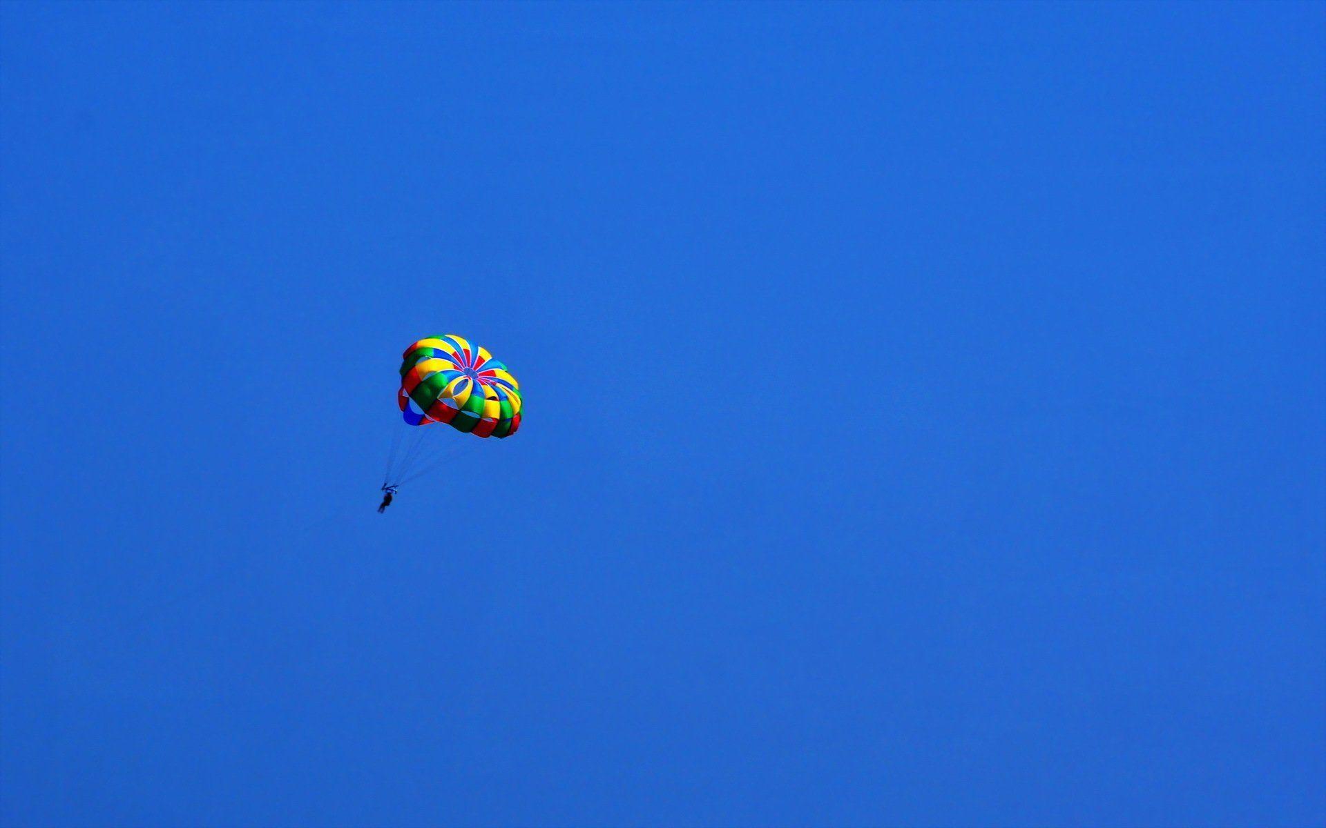 in blue minimalism sky sports parachutist HD wallpaper