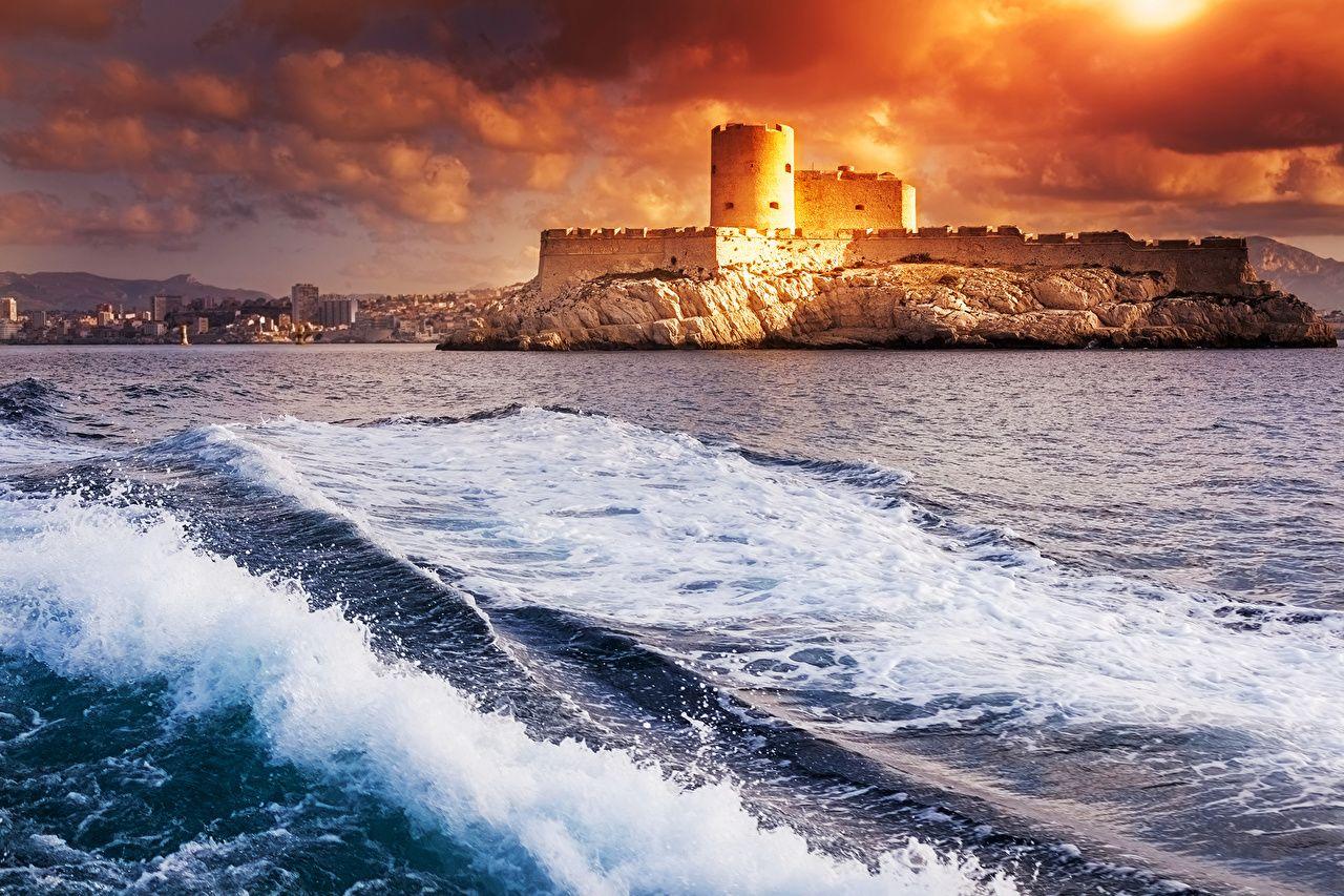 Wallpaper Marseille France Monte Cristo If Castle Sea Castles Waves