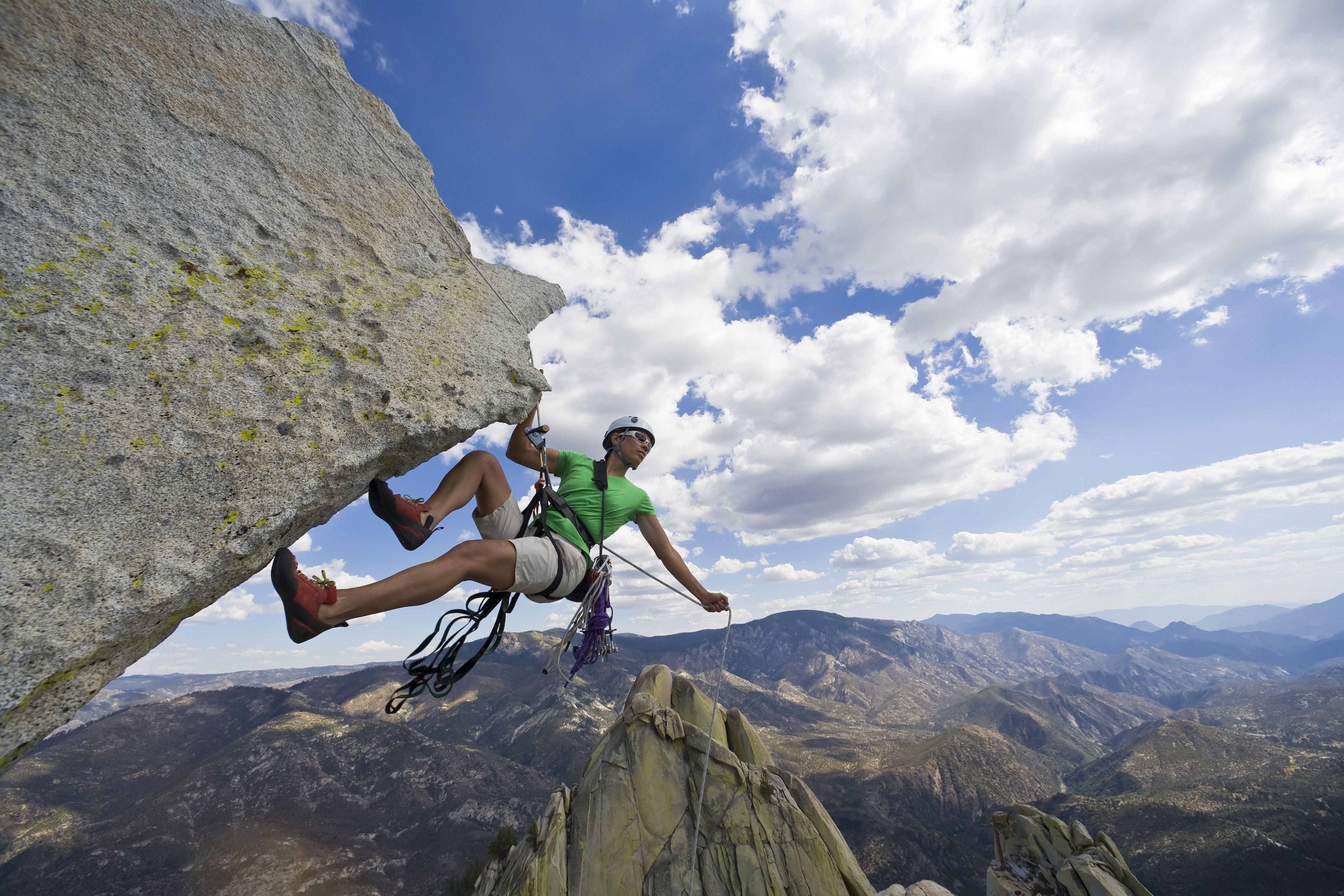 Climbing Clouds Extreme Sports Men Mountains Sky Wallpaper