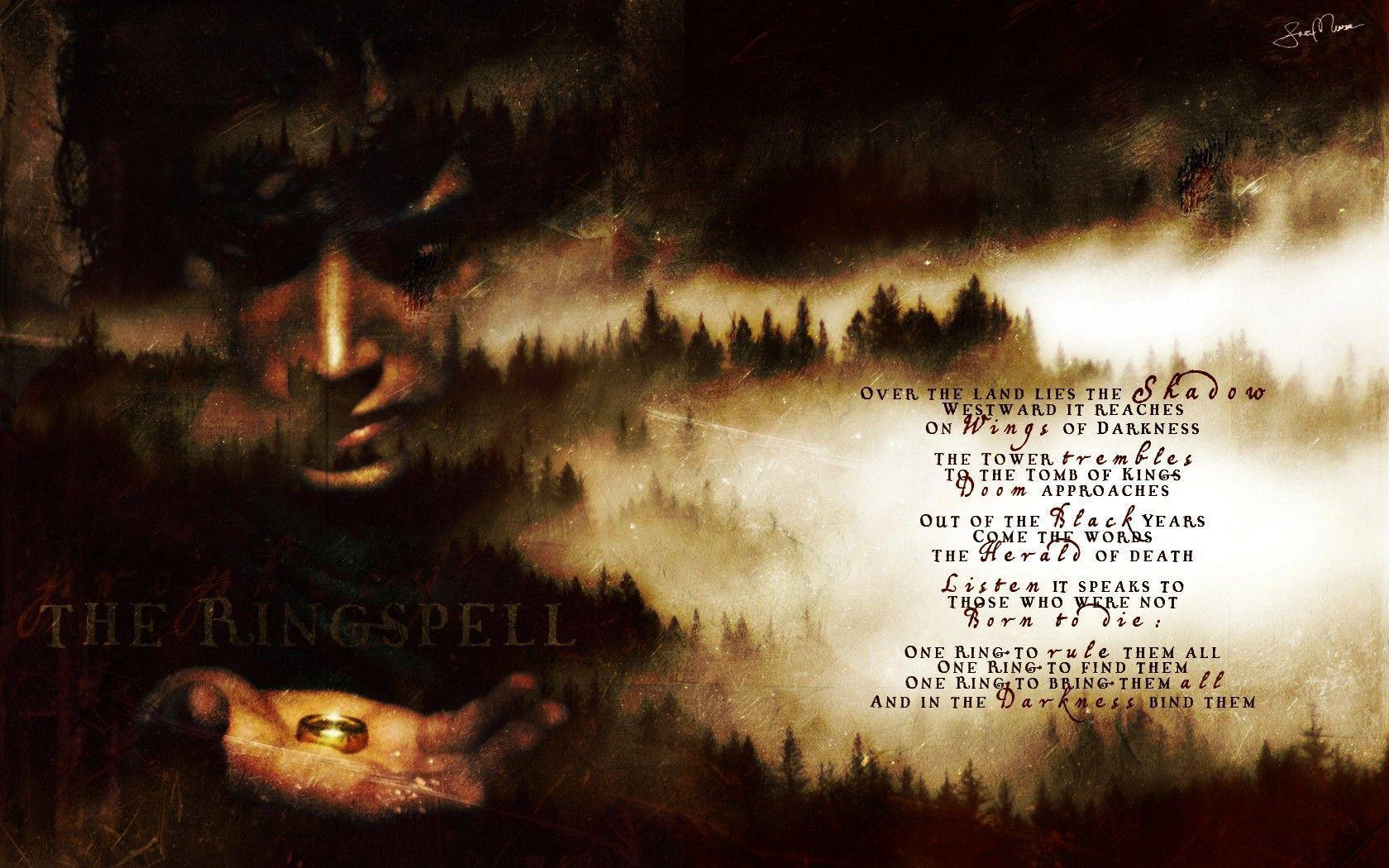 Trees text grunge rings The Lord of the Rings artwork poetry Frodo
