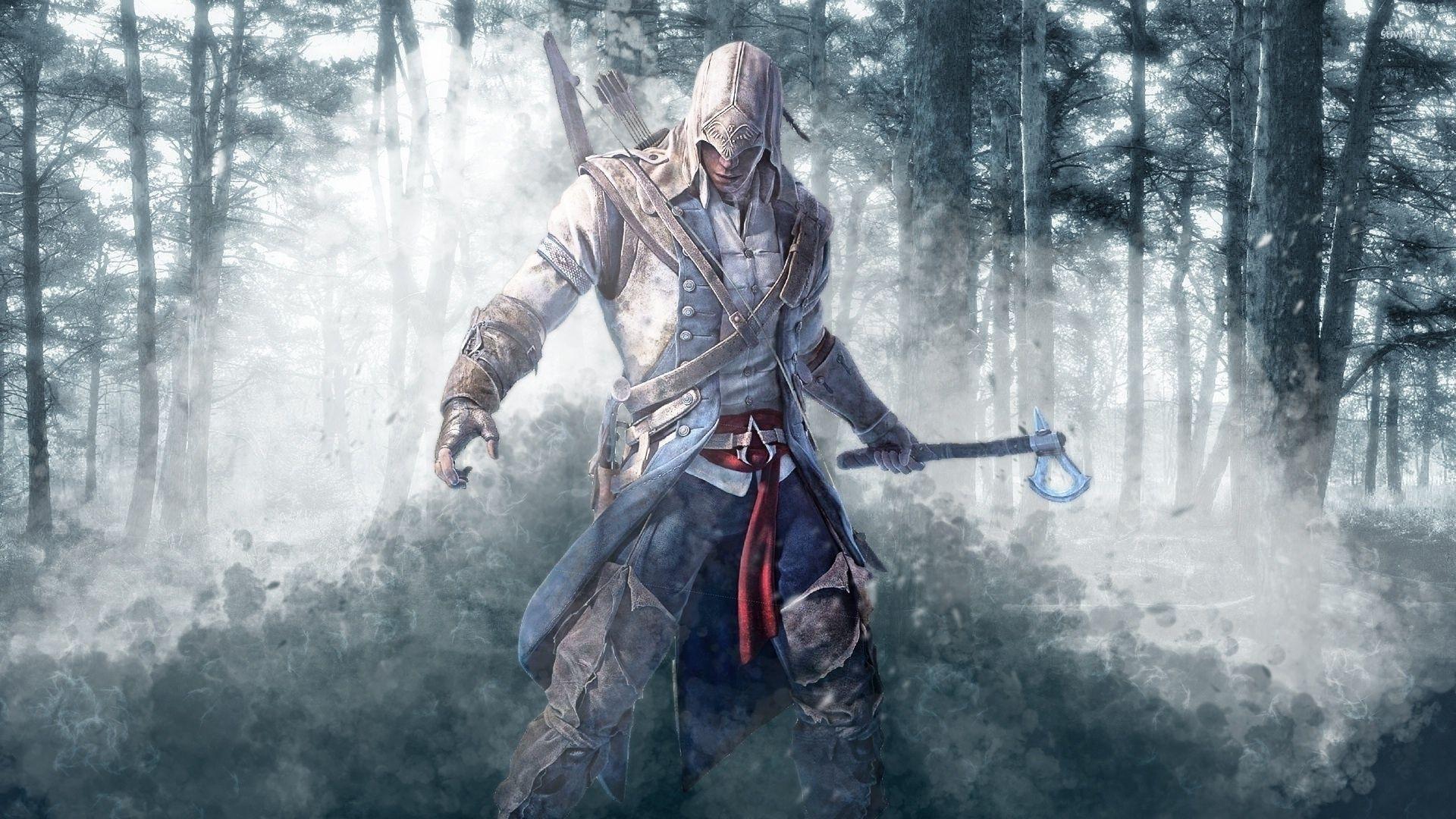Connor Kenway with an ax's Creed III wallpaper