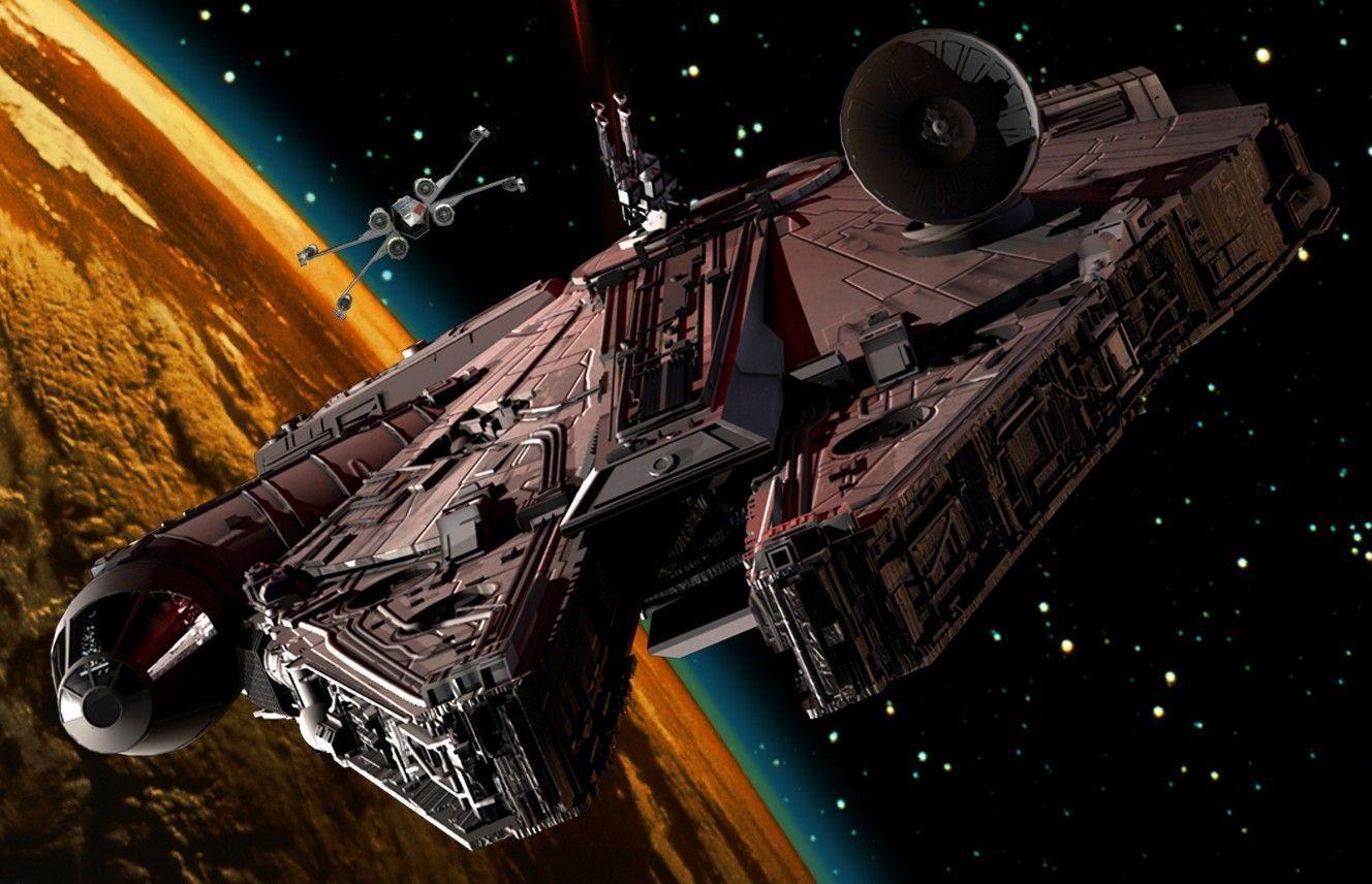 Spaceships Millennium Falcon X Wing Science Fiction Artwork