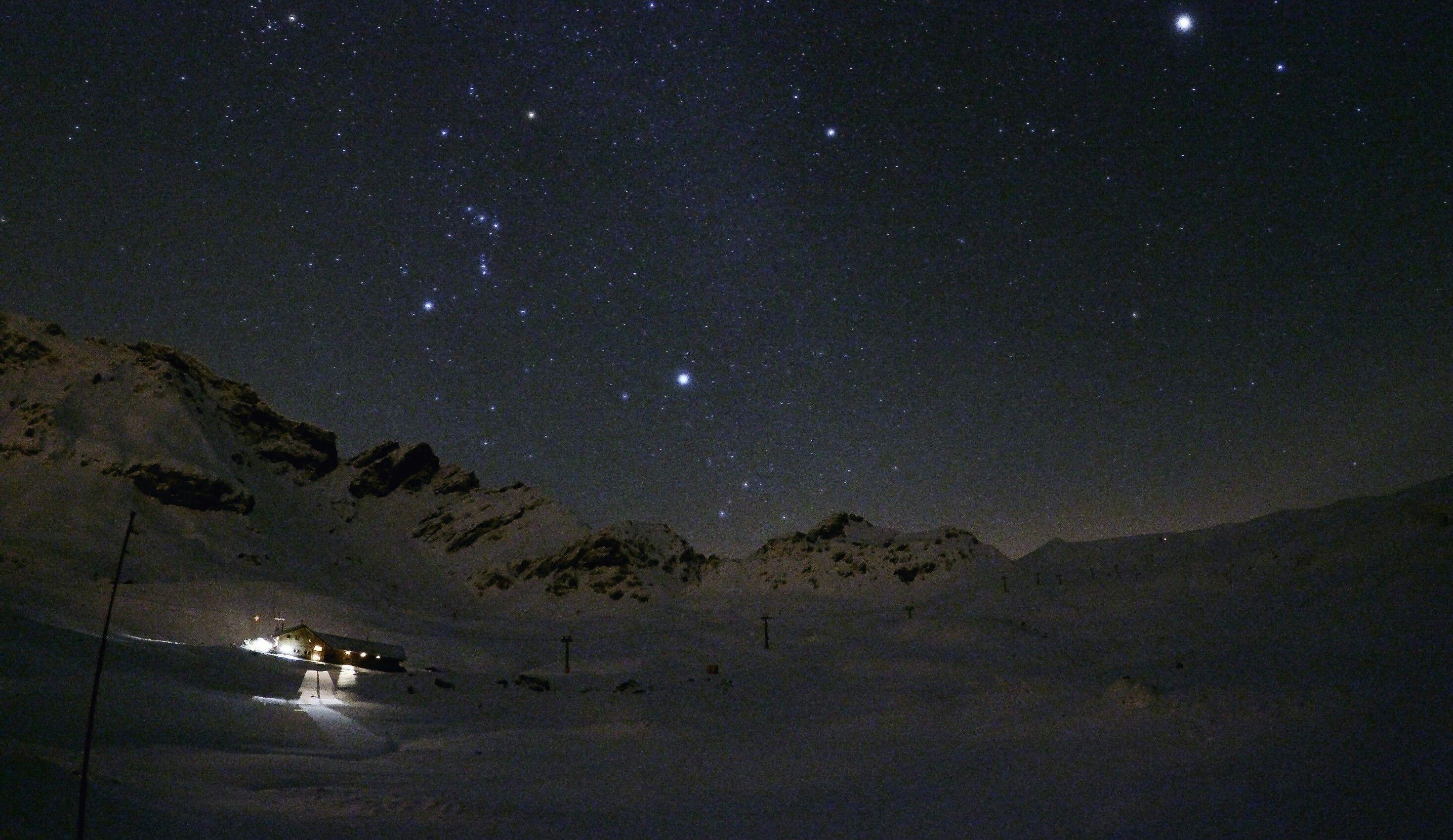 night sky, Stars, Snow, Horizon, Sky, Winter, GoPro, Milky Way