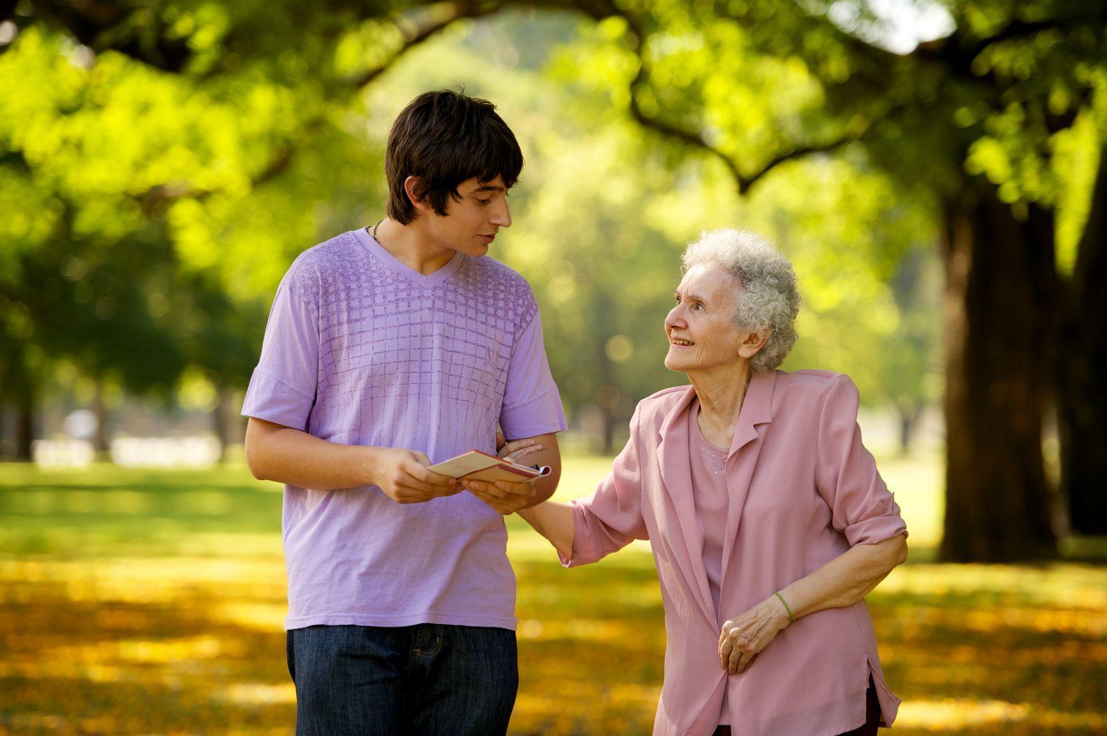 Photos of Young People Helping the Elderly