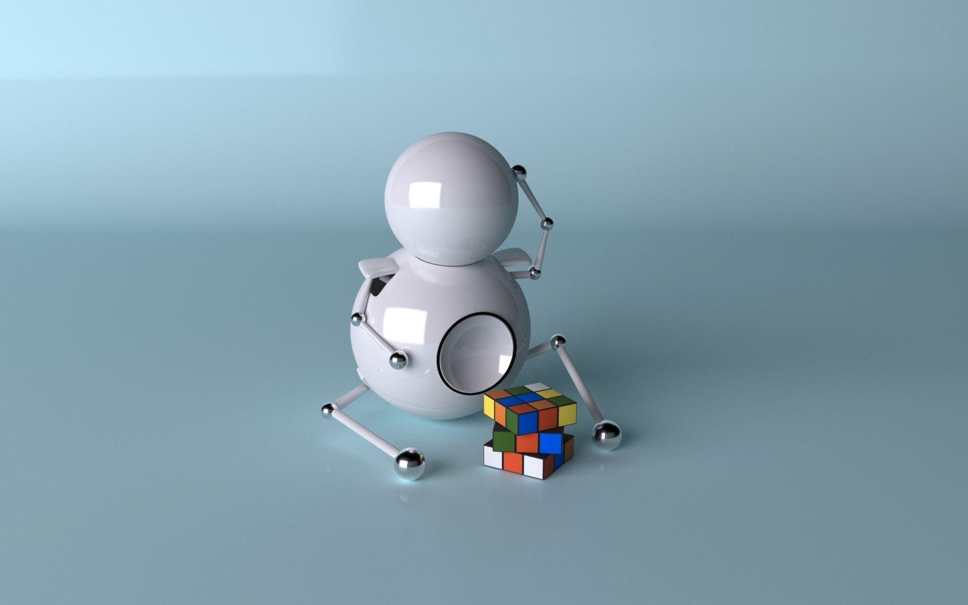 The robot and the Rubik's cube wallpaper and image