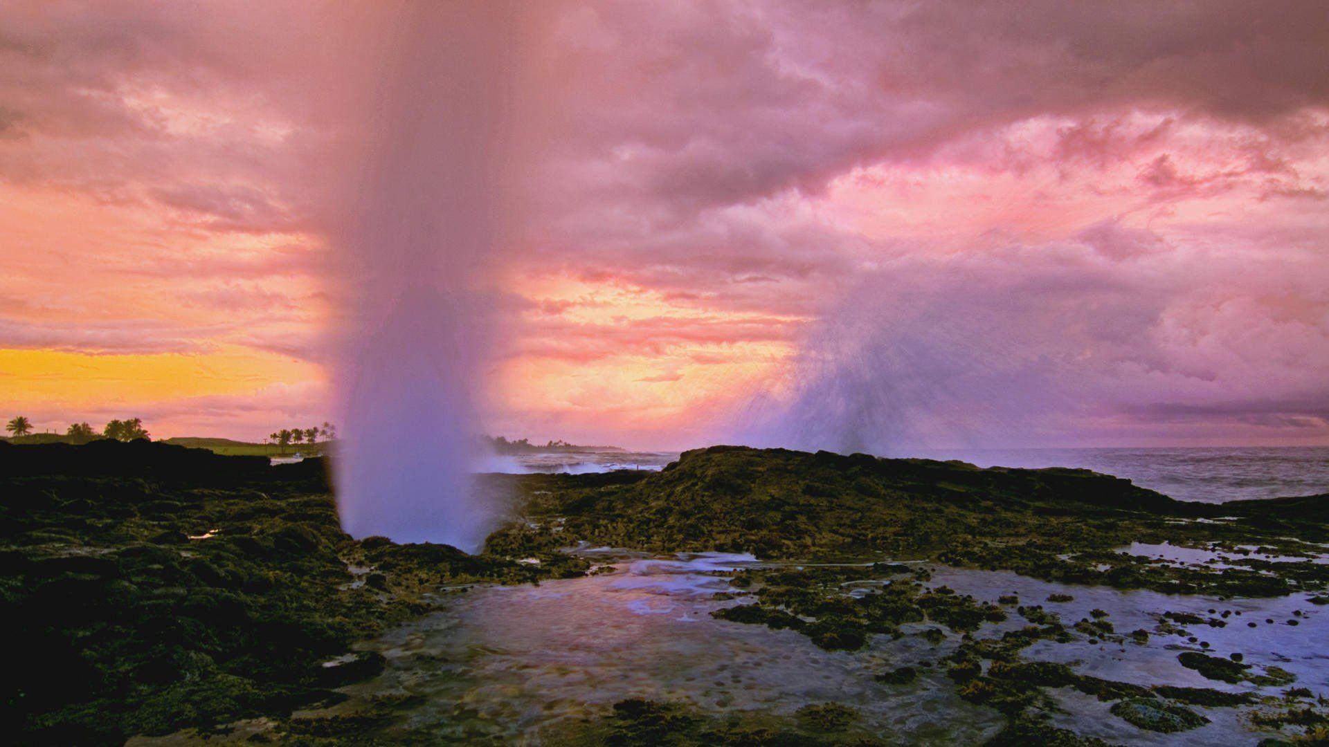 Sunset horns kauai wallpaperx1080