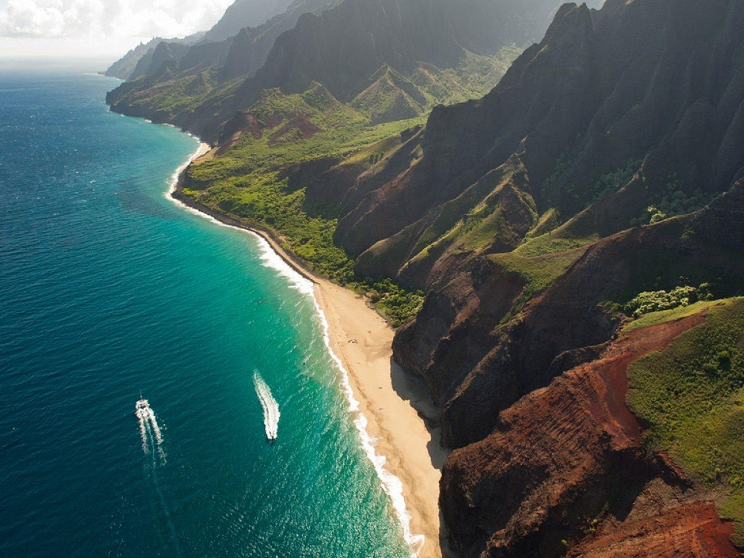 Cliffs Ocean Kauai Beach Hawai wallpaper. Cliffs Ocean Kauai