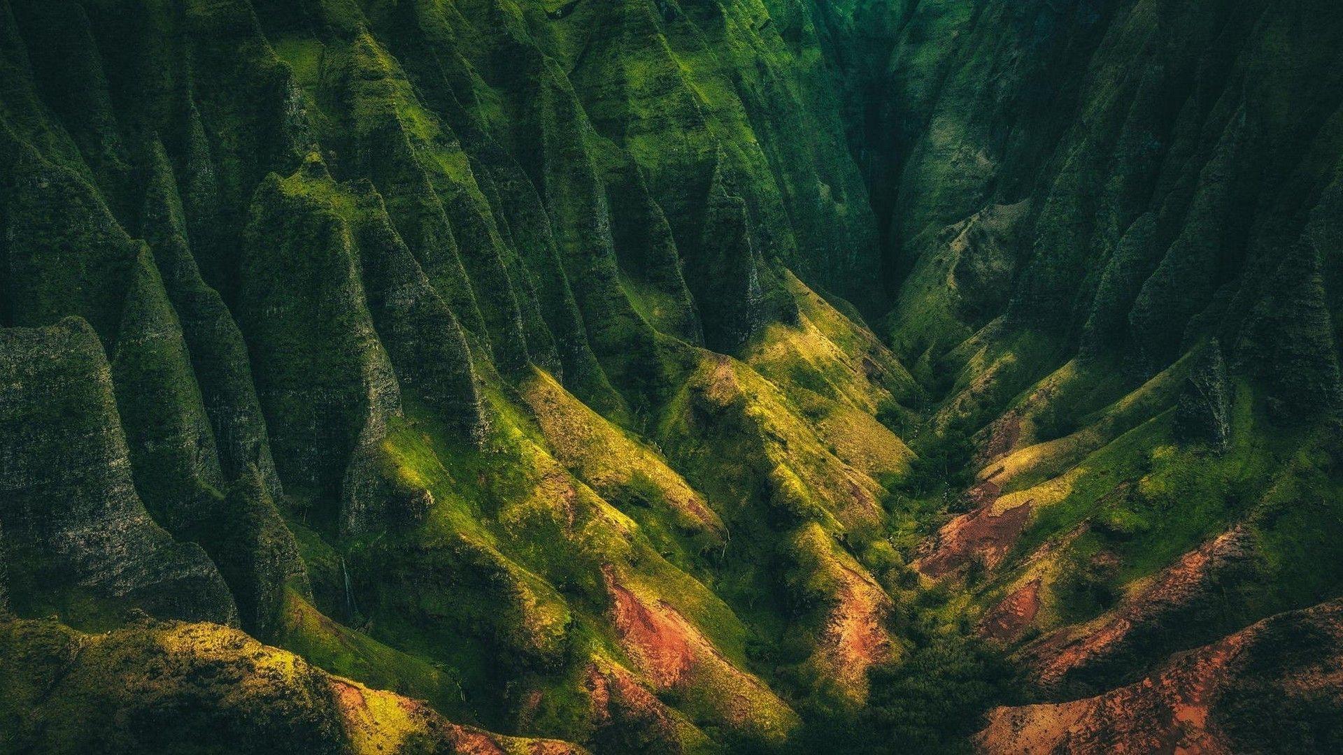 nature, Landscape, Mountain, Valley, Shrubs, Kauai, Hawaii, Island