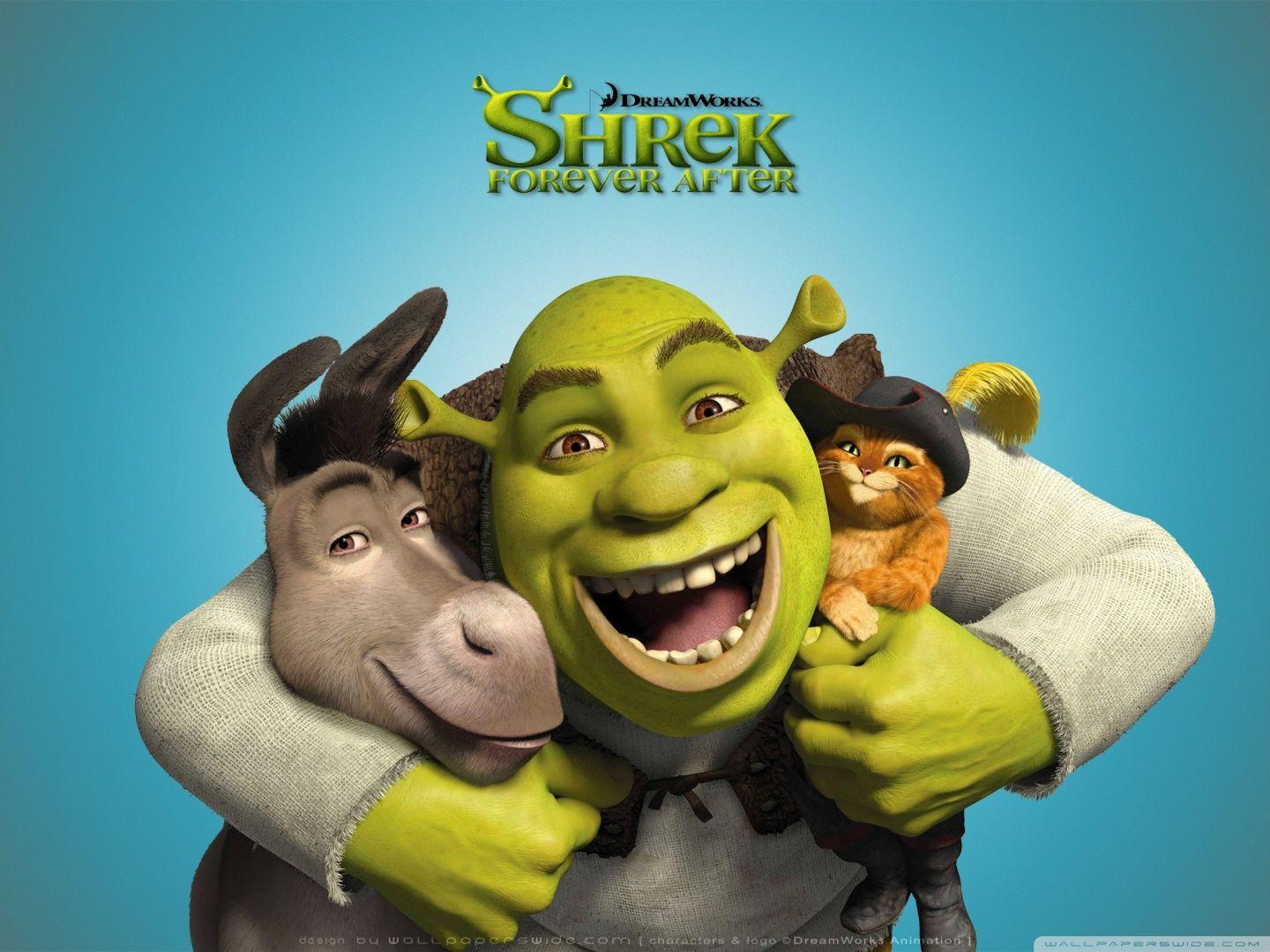 Shrek, Donkey and Puss in Boots, Shrek Forever After HD desktop