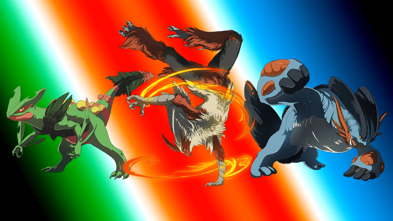 Hoenn Mega Starters Wallpaper Original Art