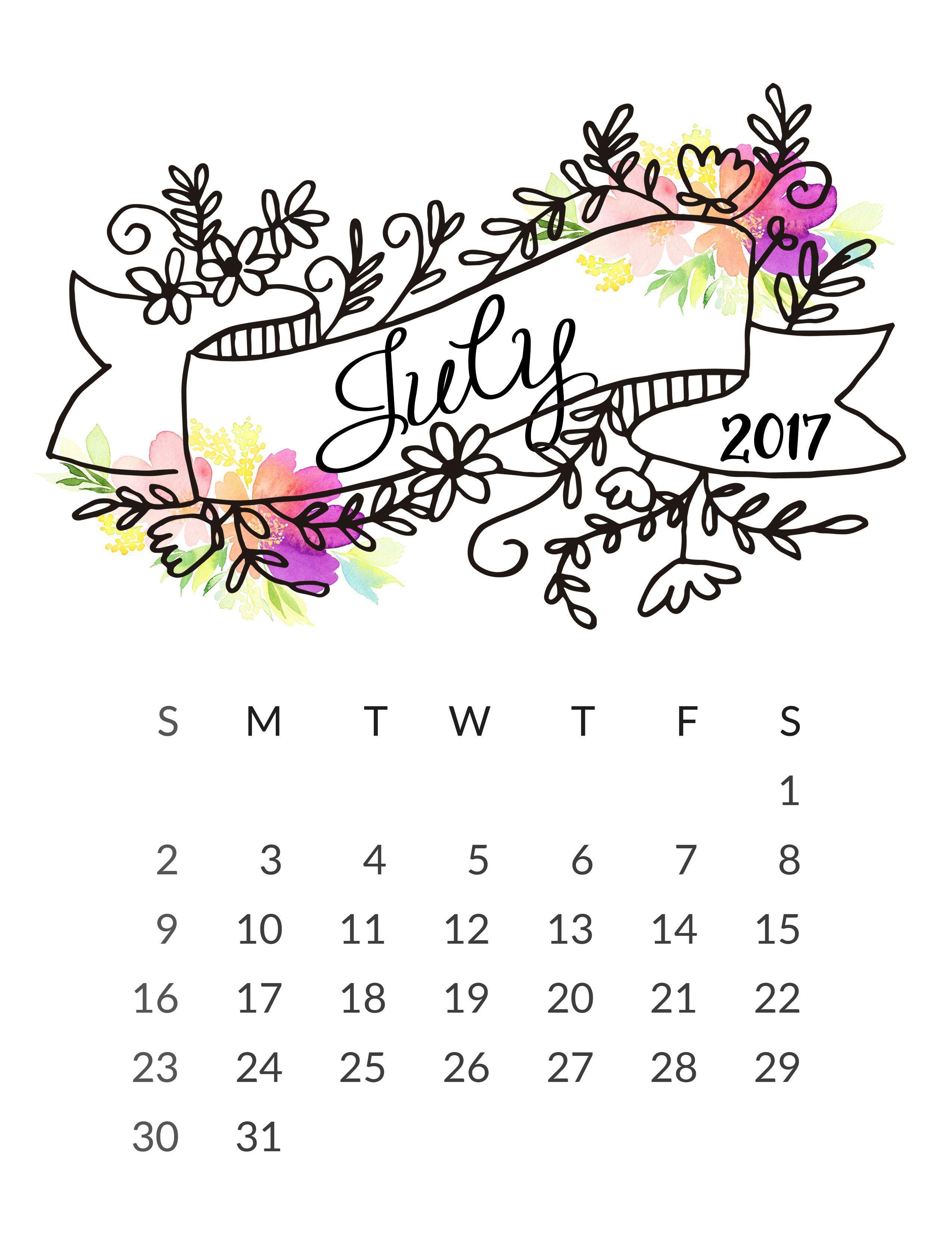 July Calendar 2017 Wallpaper