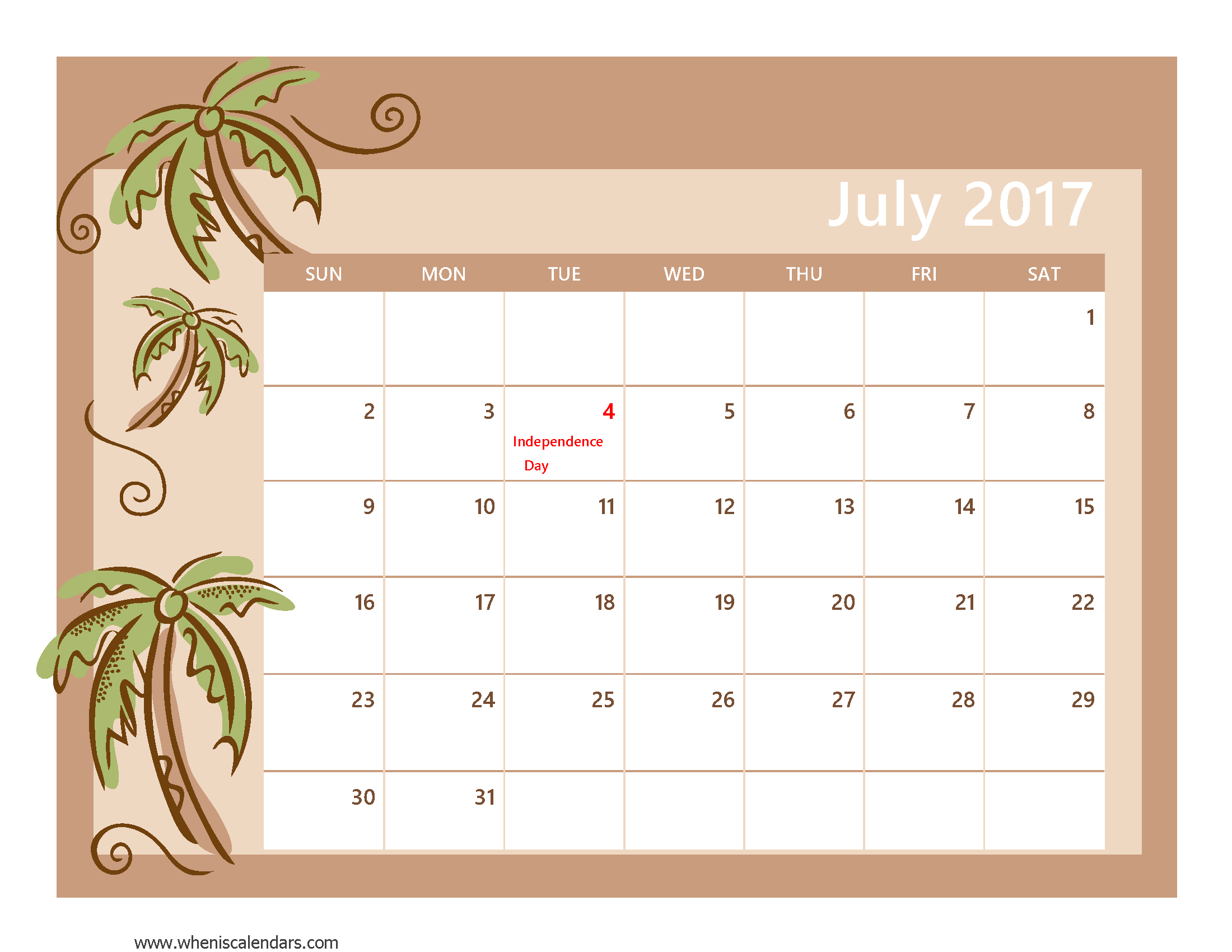 July Calendar 2017 Cute. Free Image , and HD Wallpaper