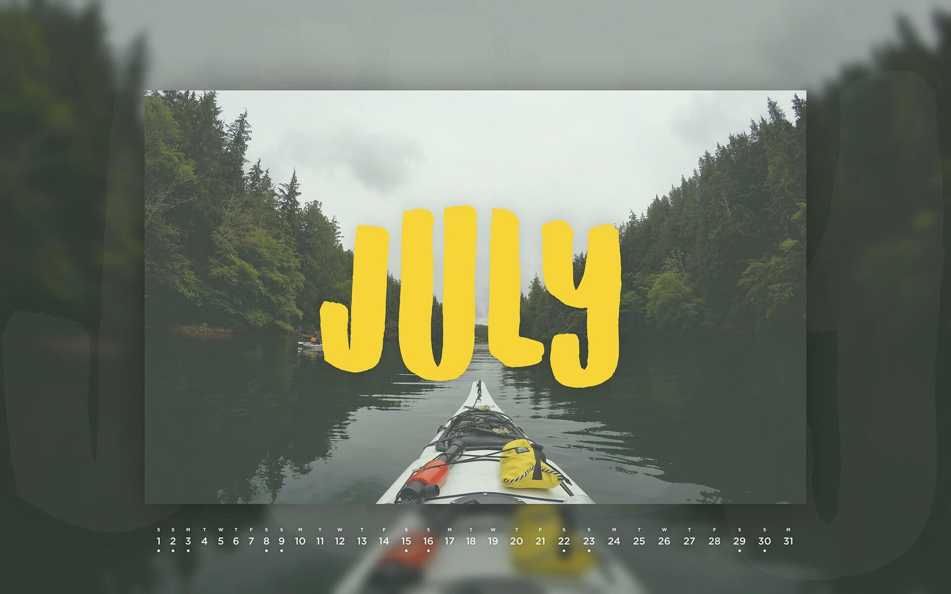 July 2017 Desktop Calendar Wallpaper