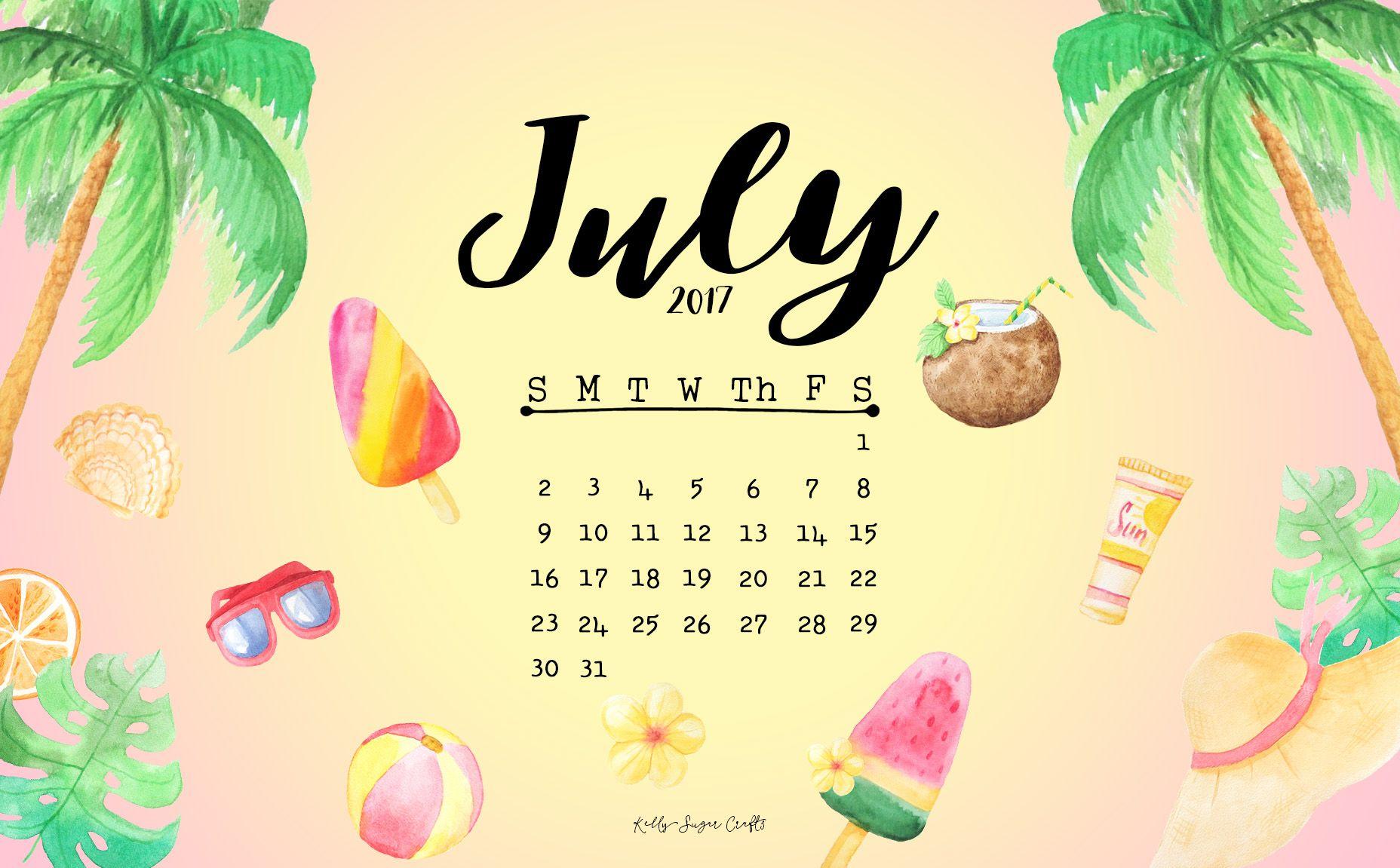July 2017 Calendar + Wallpaper Sugar Crafts