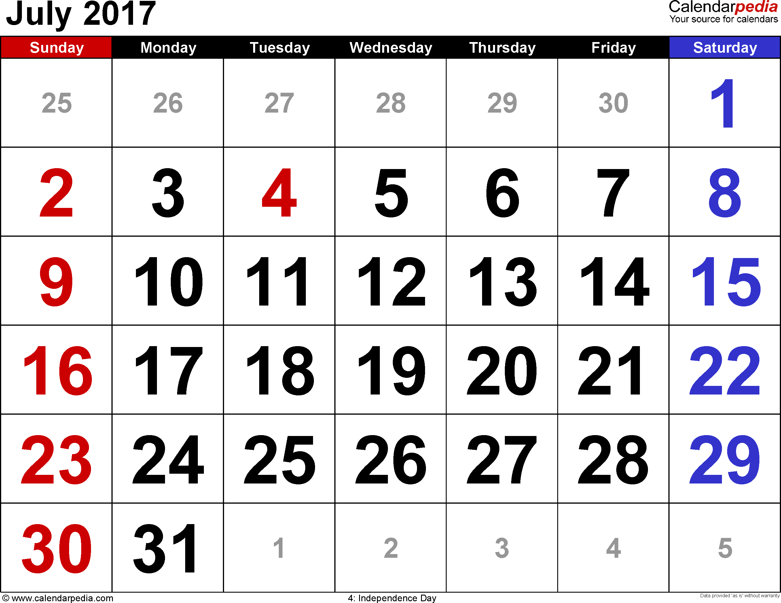 July 2017 Calendar HD