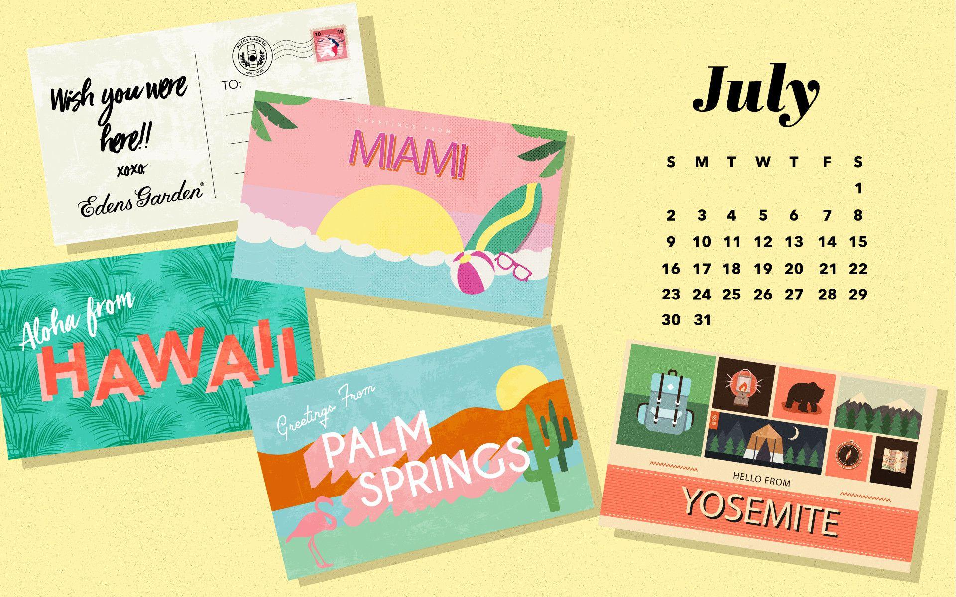 July 2017 Free Calendar Wallpaper