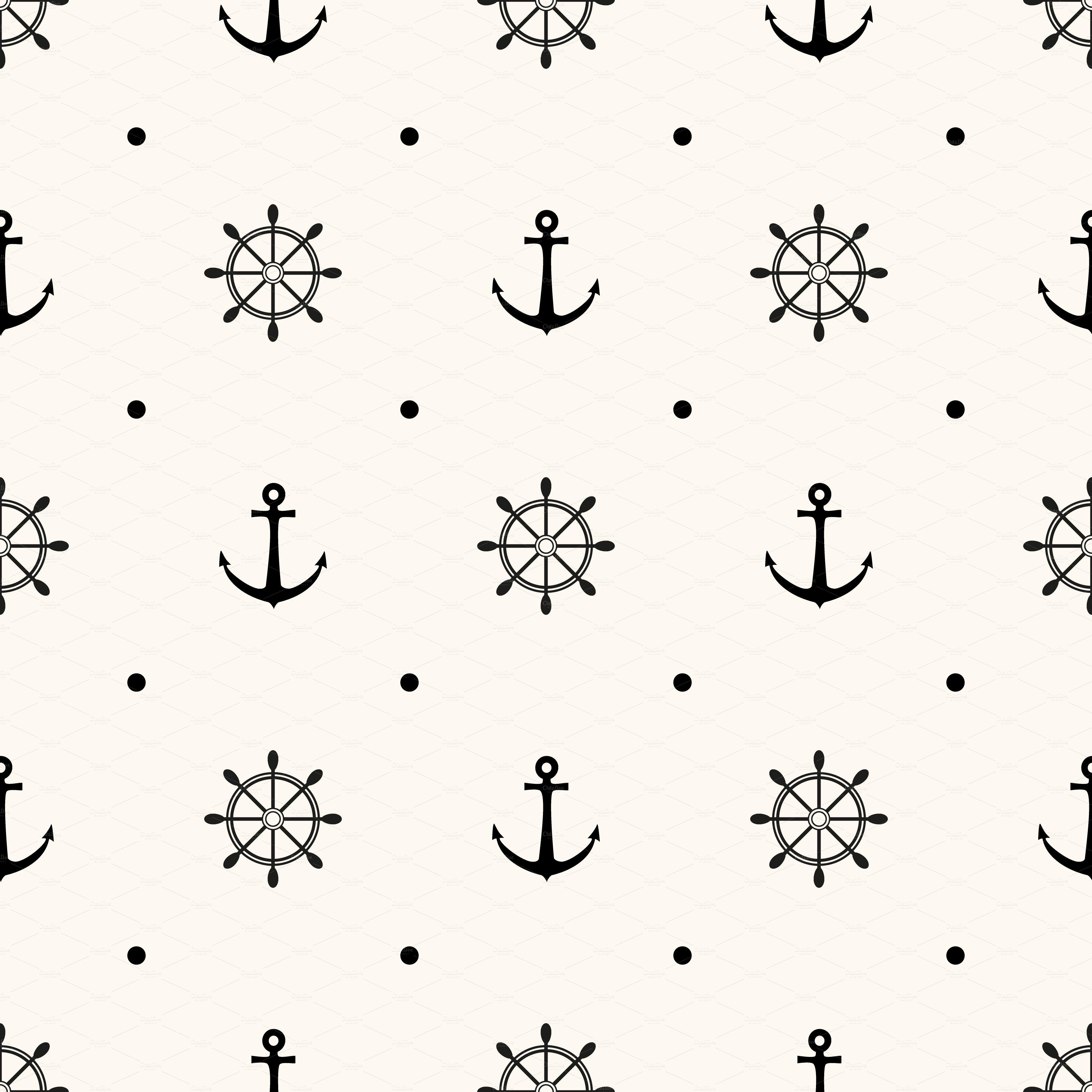 Anchor monochrome patterns. Creative, Ship wheel and Anchors