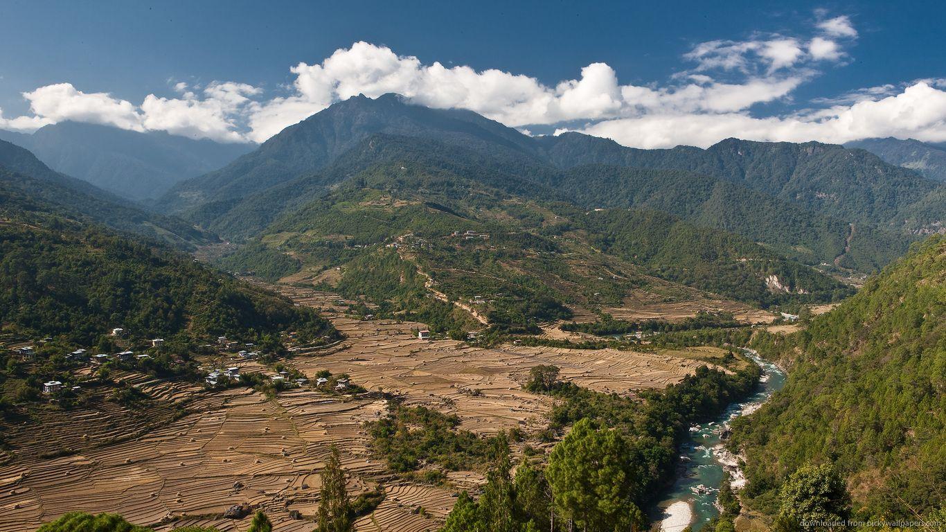Download 1366x768 Butan Landscape Wallpaper