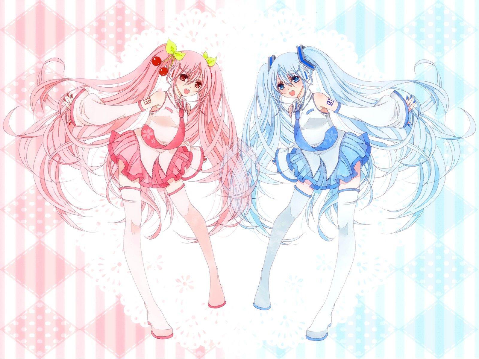 Snow Miku and Sakura Miku. Hatsune Miku, fantastic