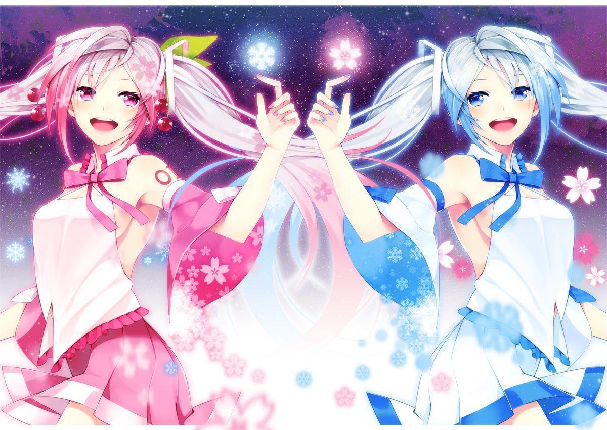 Snow Miku and Sakura Miku. Hatsune Miku, fantastic