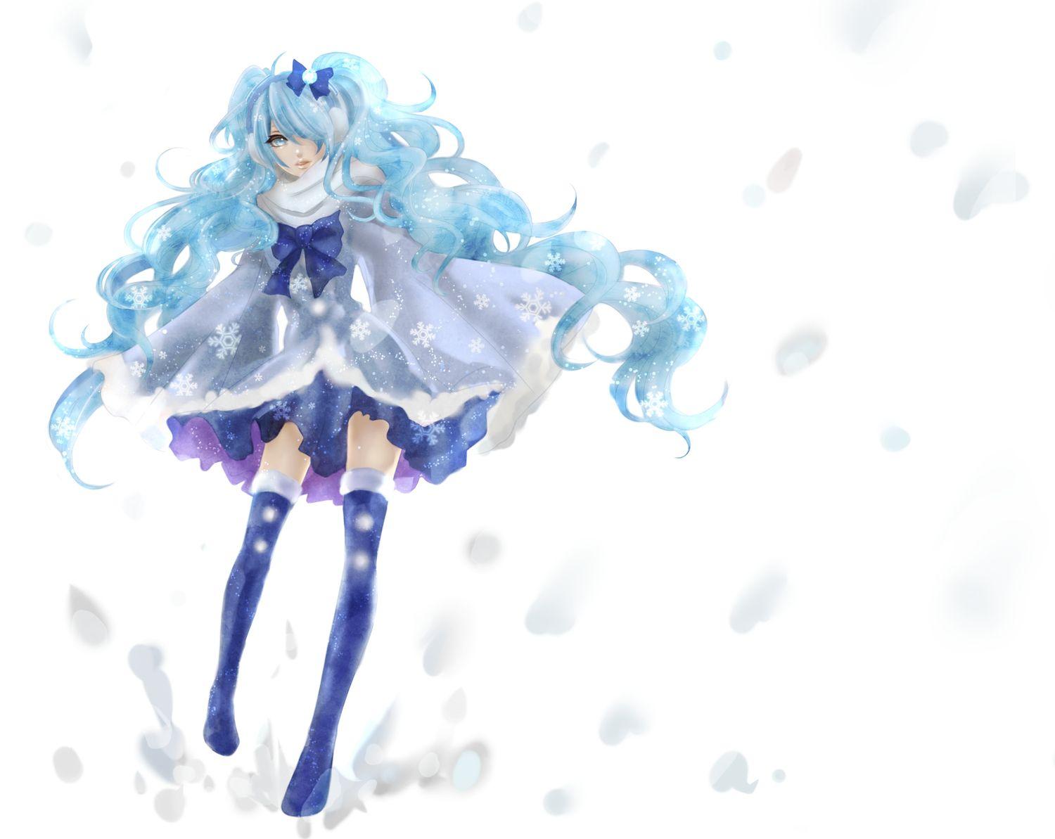 hatsune miku snow vocaloid white yuki miku Anime Wallpaper