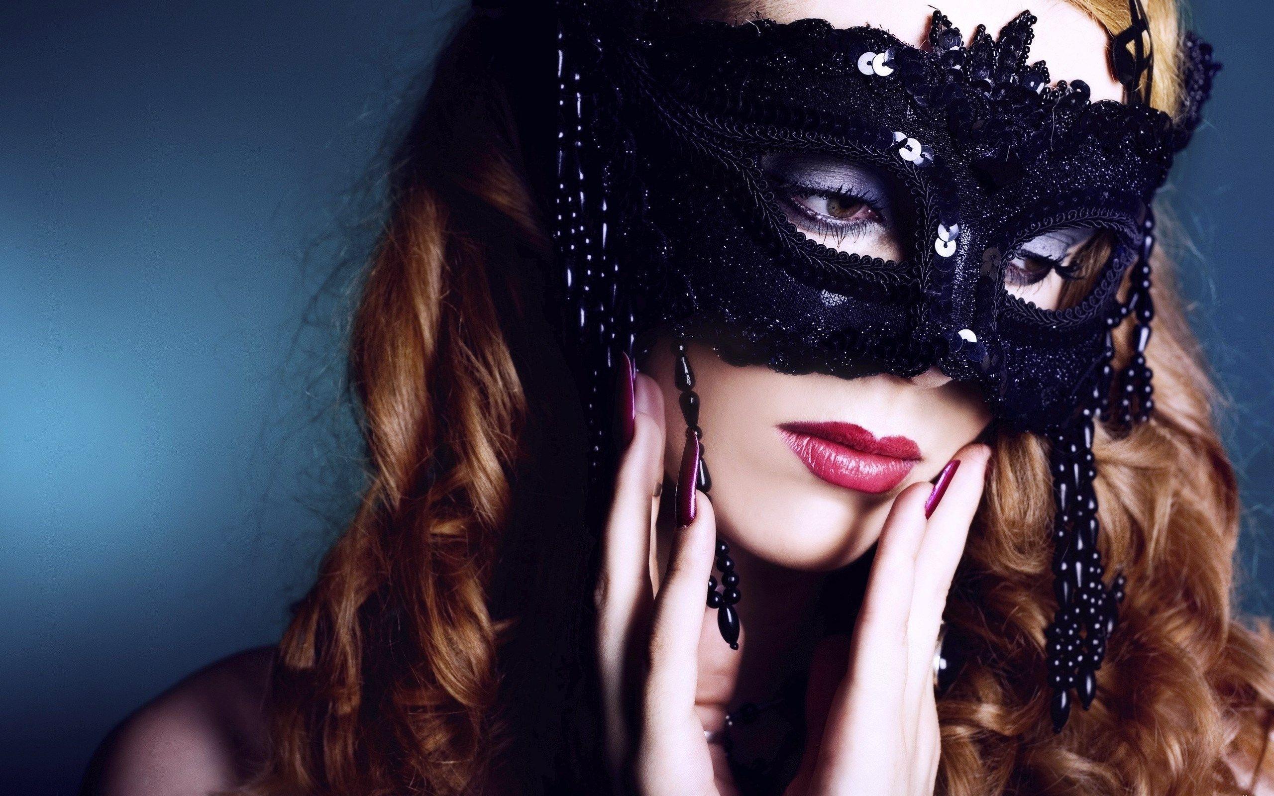 Beautiful Woman Sad Eyes Black Mask HD Wallpaper. Cool Wallpaper