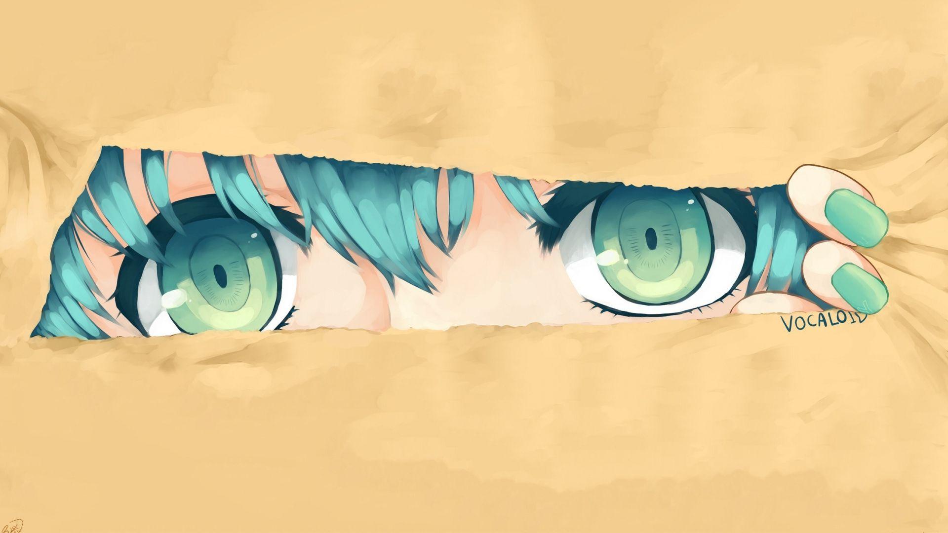 Wallpaper hatsune miku, vocaloid, girl, eyes, blue