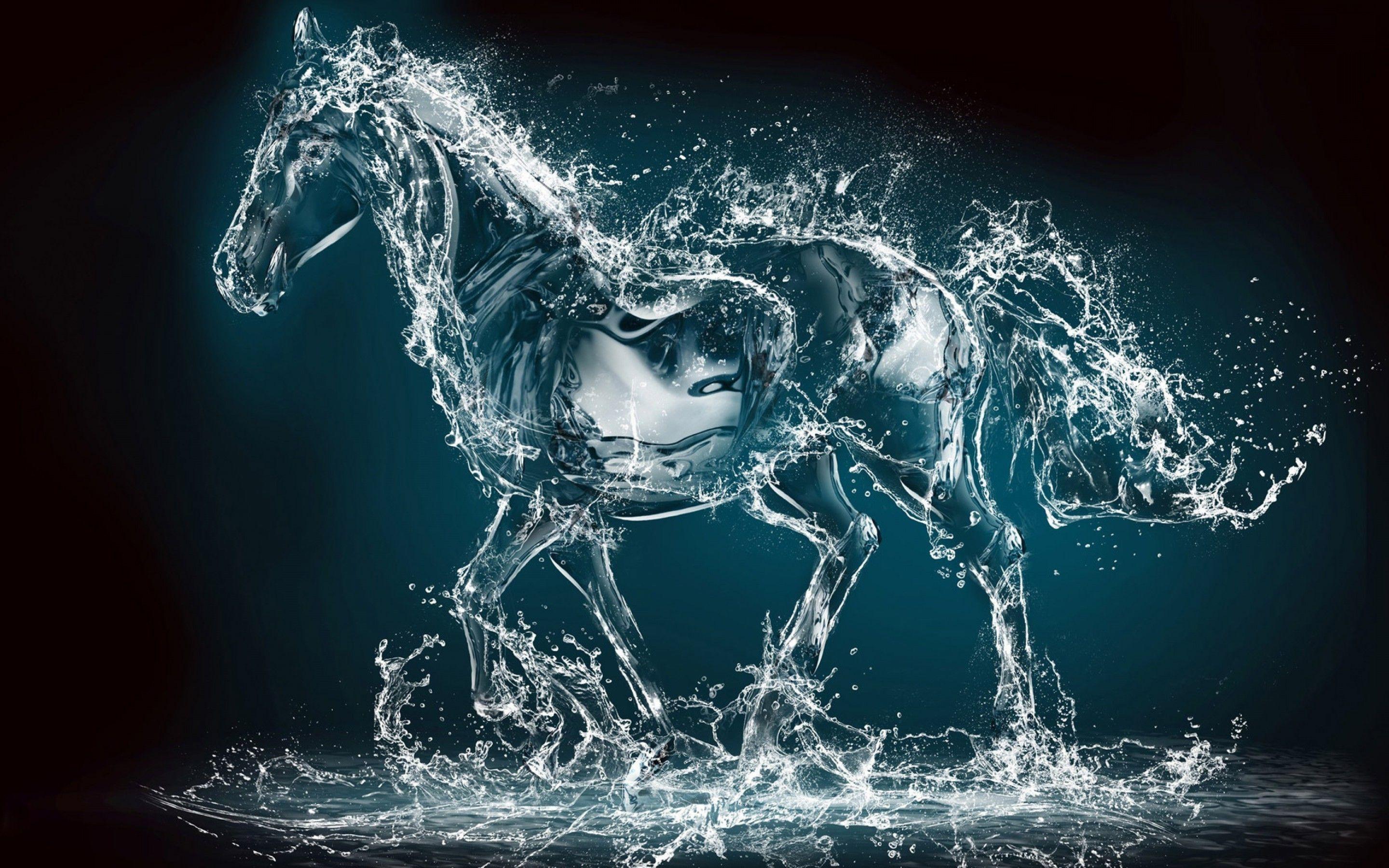 horse water artwork liquid Wallpaper HD / Desktop and Mobile