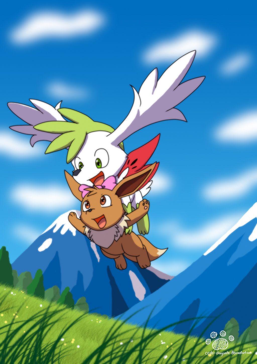 Flying Date With Shaymin By Coshi Dragonite