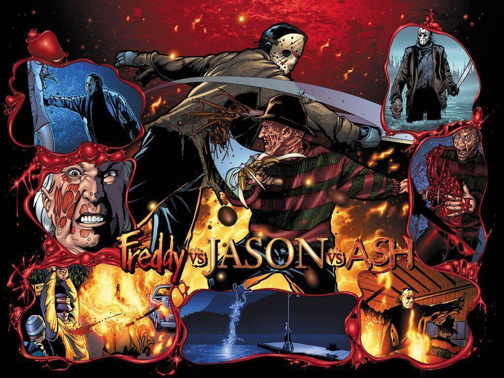 Freddy Vs. Jason Vs. Ash Comic Wallpaper