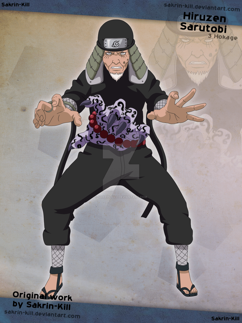 Download Caption: Third Hokage in a powerful stance Wallpaper