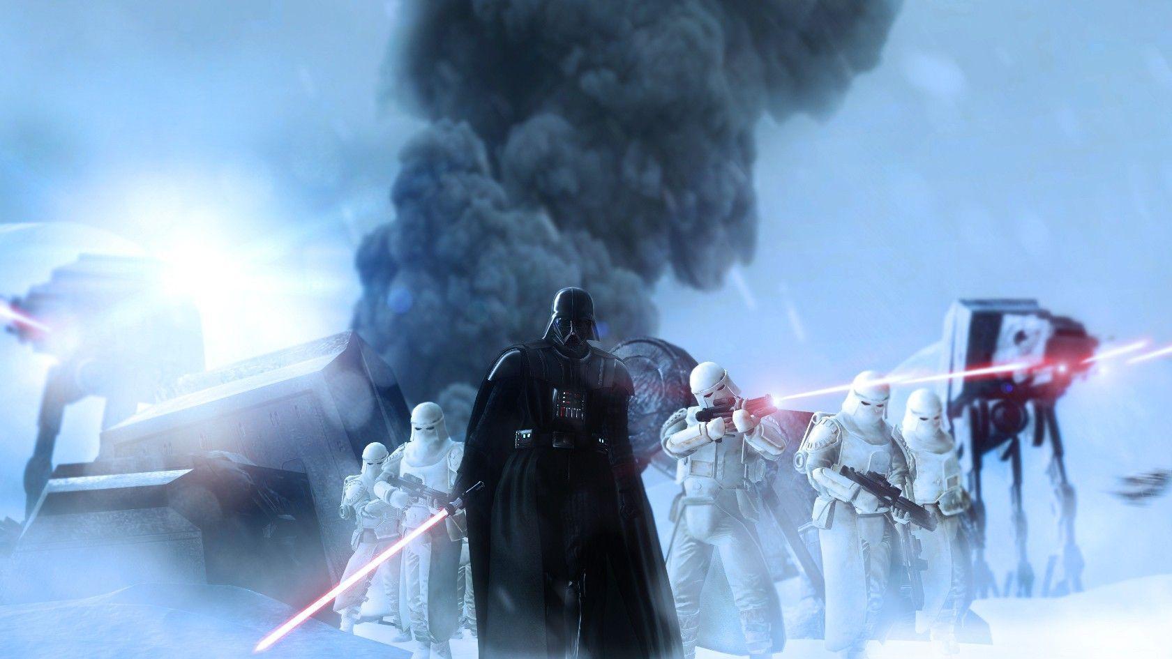 Star Wars, Darth Vader, Hoth, AT AT, Attack, Snow Trooper