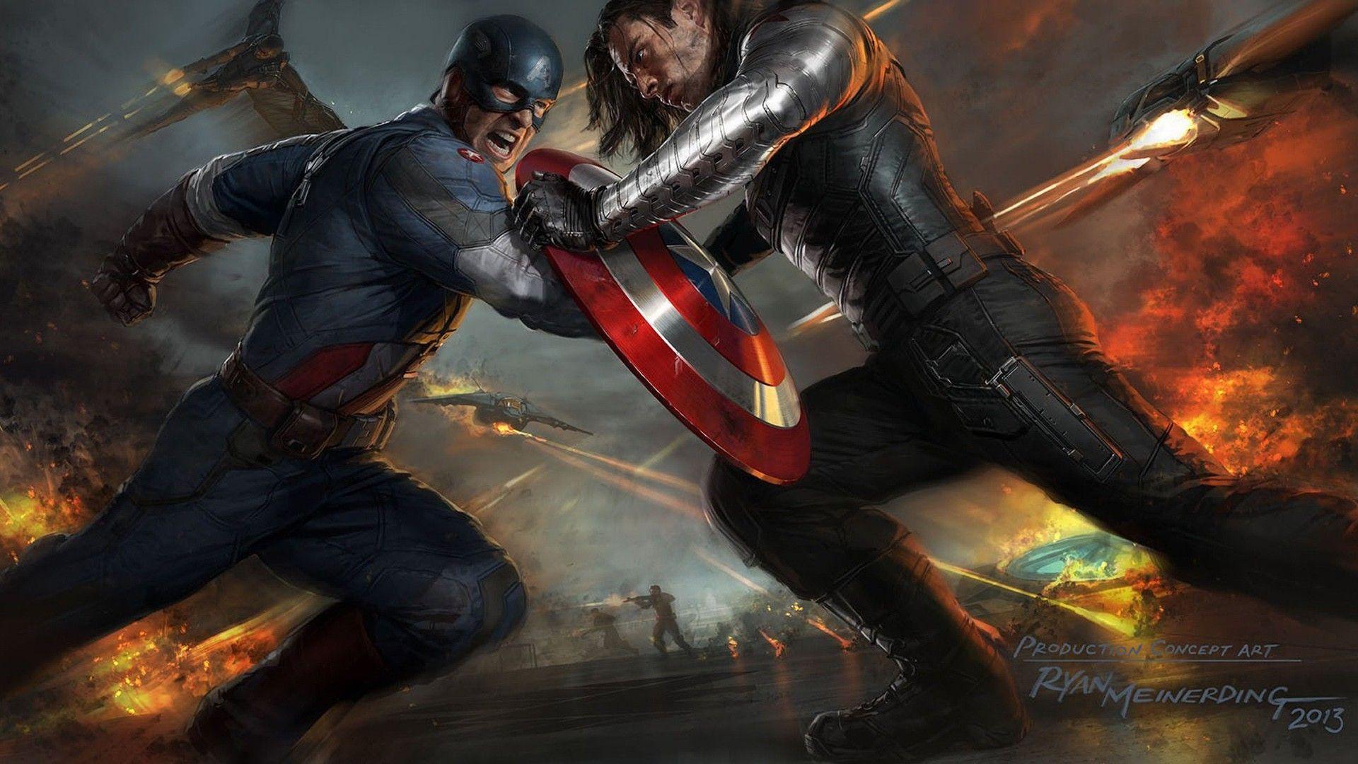 Captain America Shield Fight The Winter Soldier Drawing Marvel