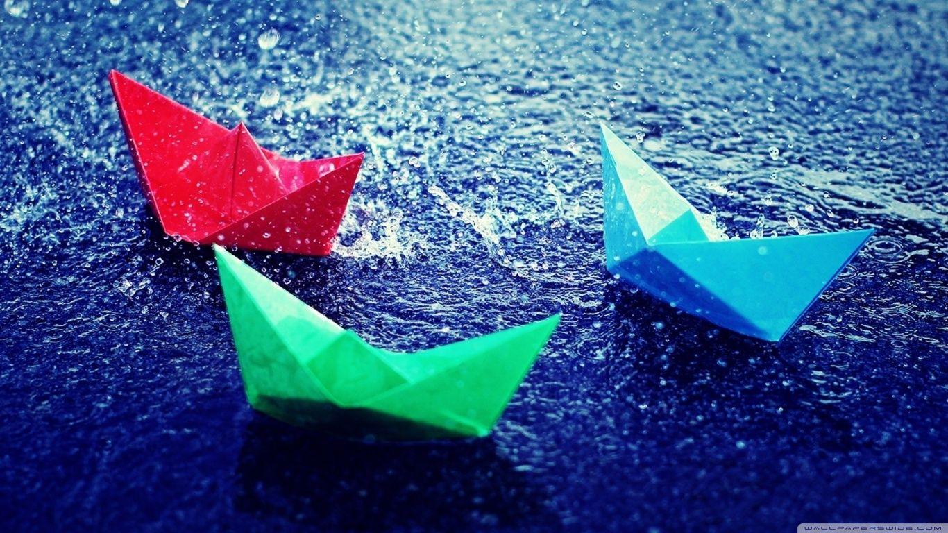 Paper Boats In Rain HD desktop wallpaper, High Definition