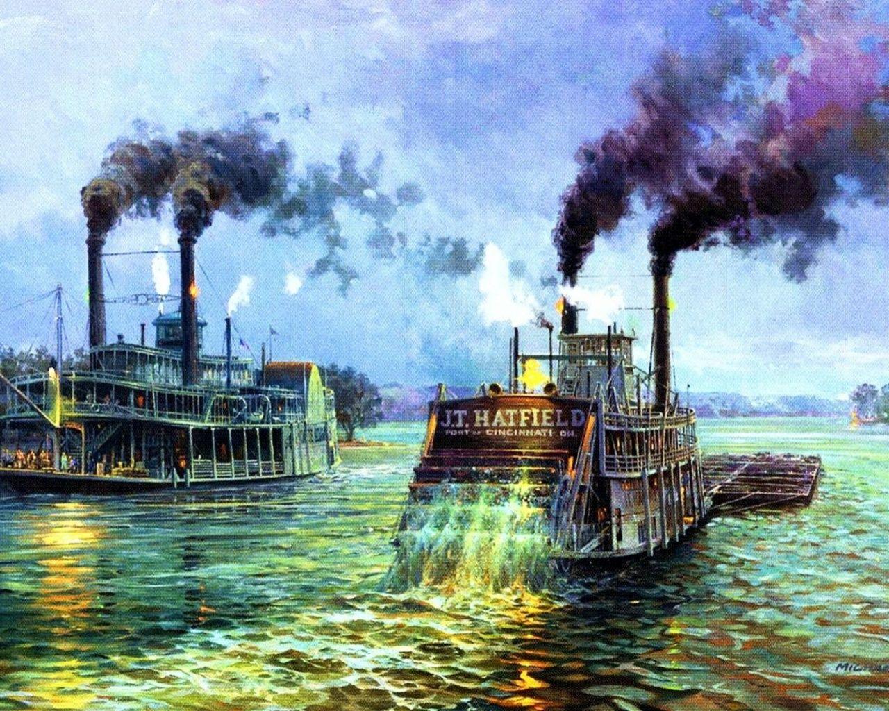 River Steam Boats Mississippi desktop PC and Mac wallpaper