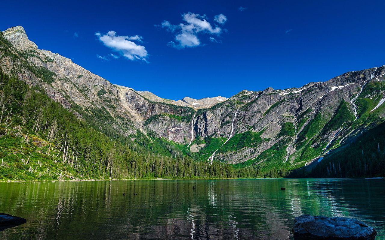 Picture USA avalanche Glacier Nature Mountains Lake Parks Scenery