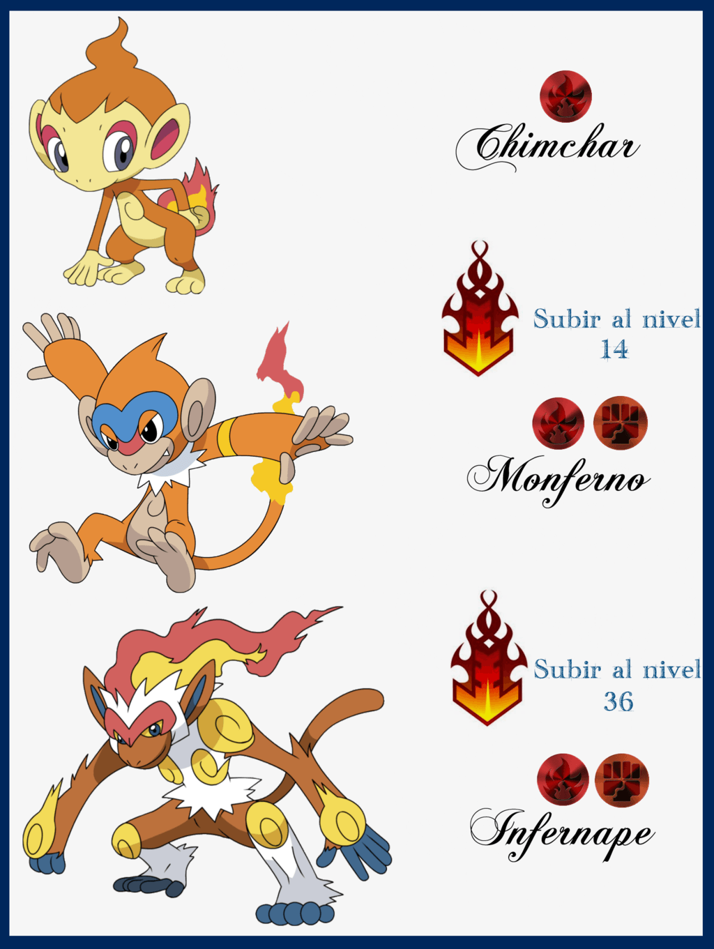 chimchar. sinnoh de tipo fuego chimchar evoluciona a monferno al