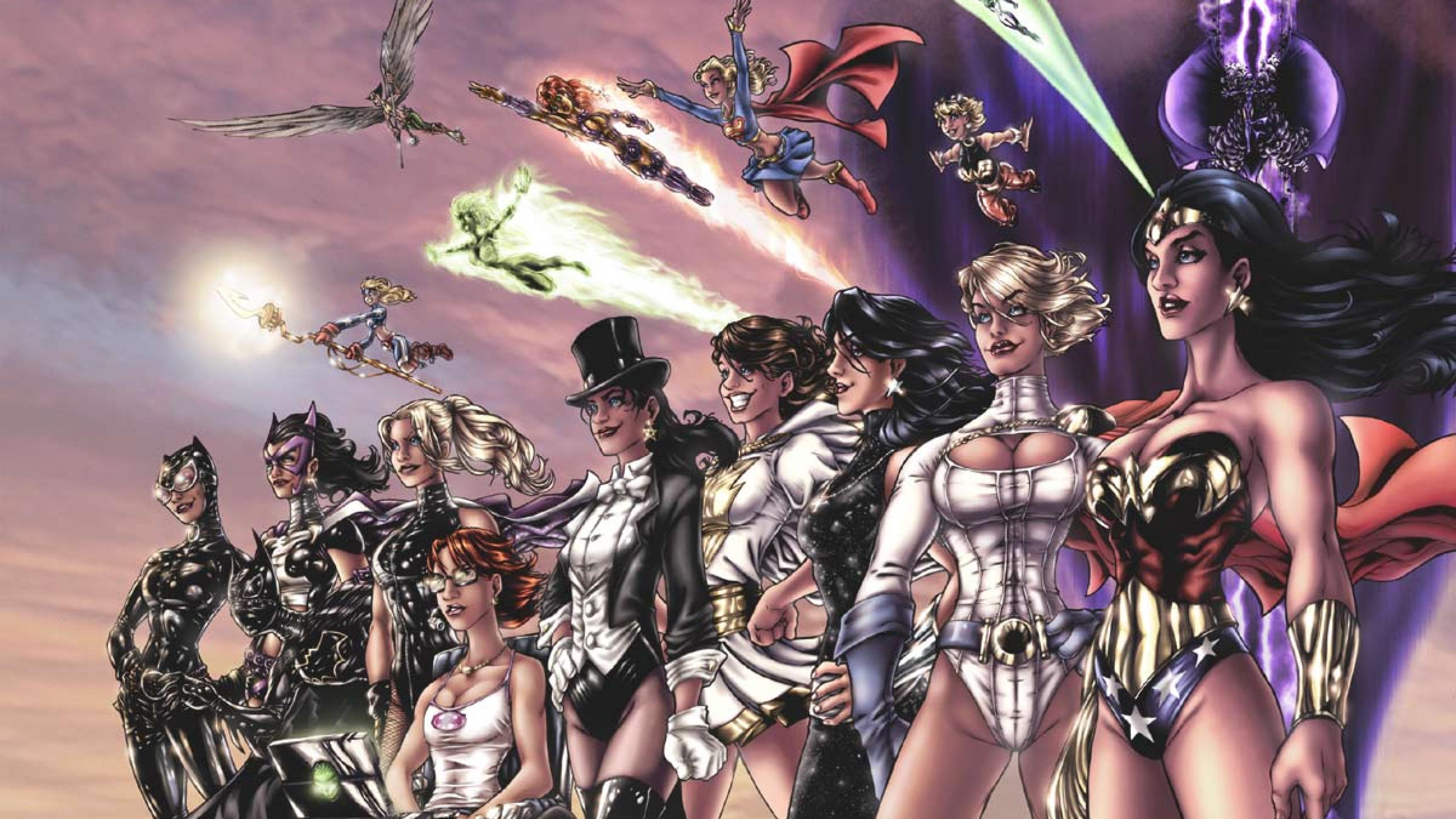 Powergirl Vs. Supergirl Comic Wallpaper
