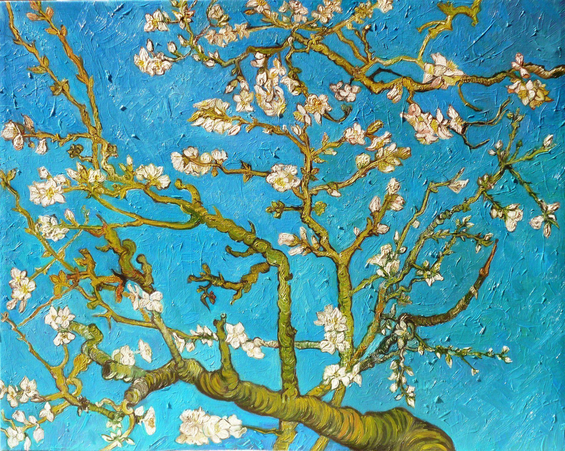 almond tree vincent van gogh art blue pattern branch almond tree