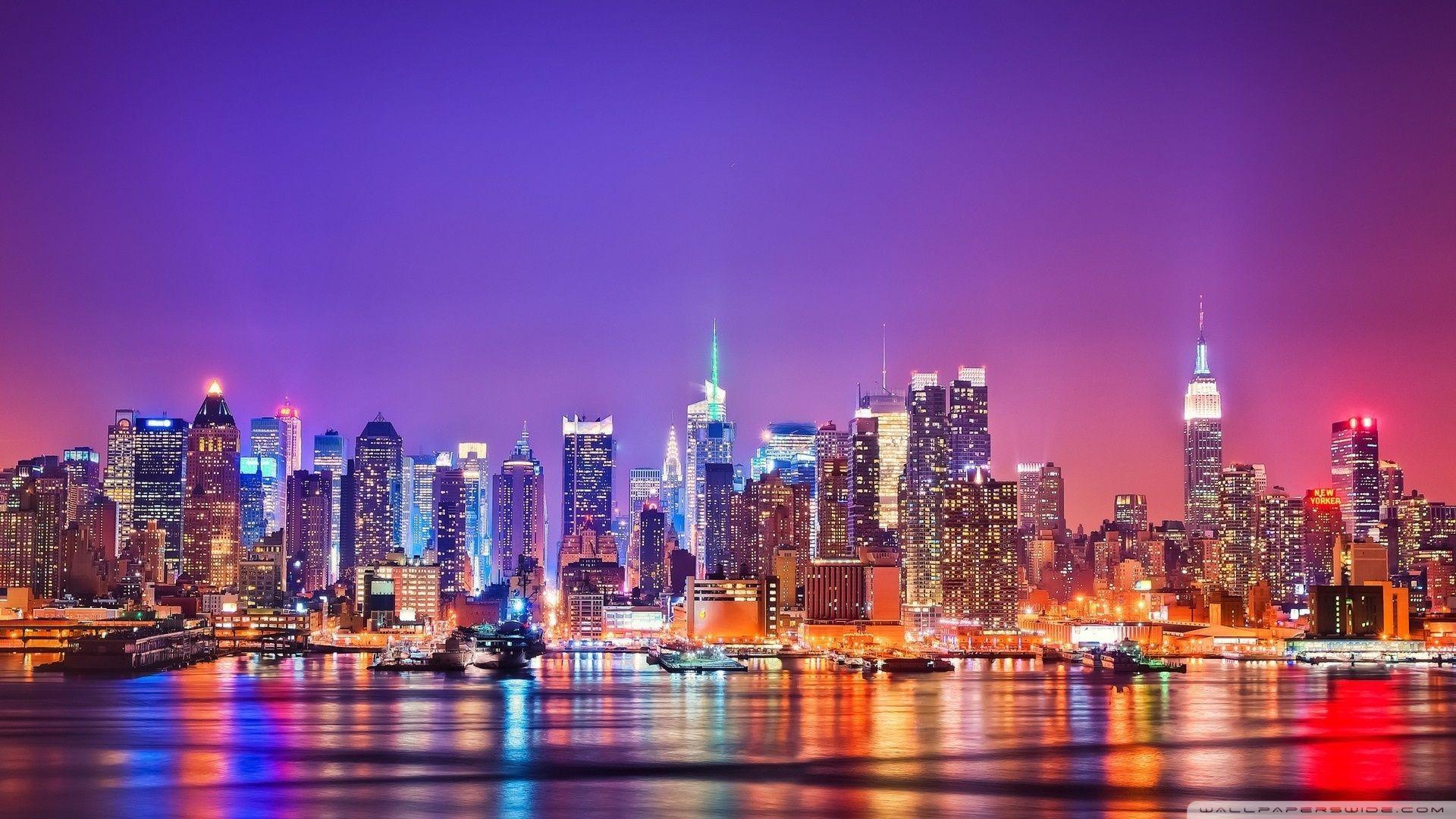 New York City Skyline at Night ❤ 4K HD Desktop Wallpaper for 4K