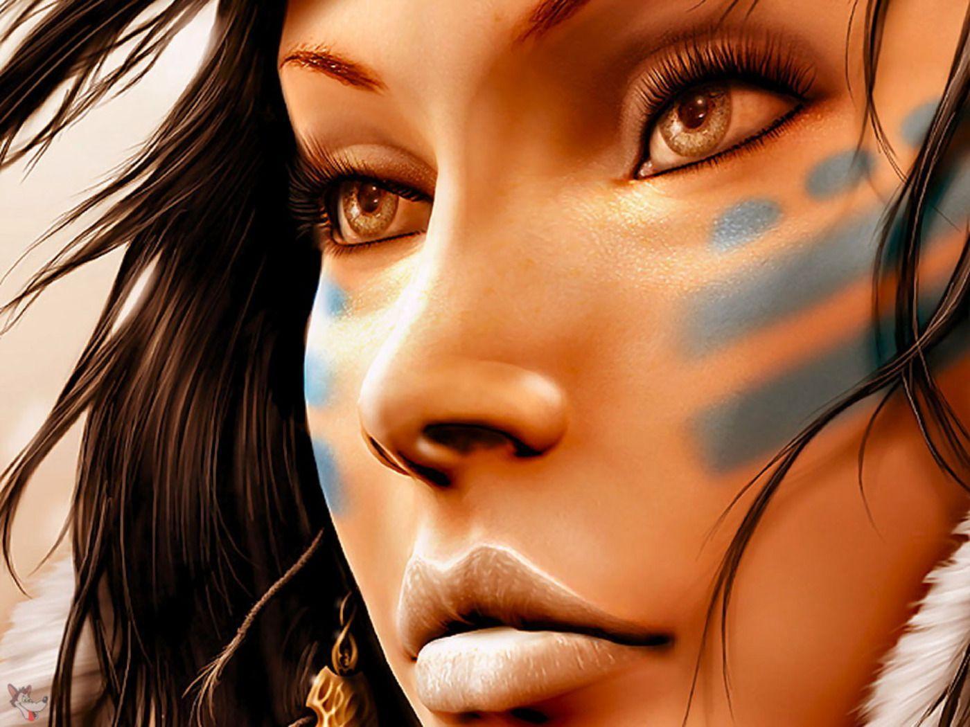 native american art. Modern Native American Woman Warrior